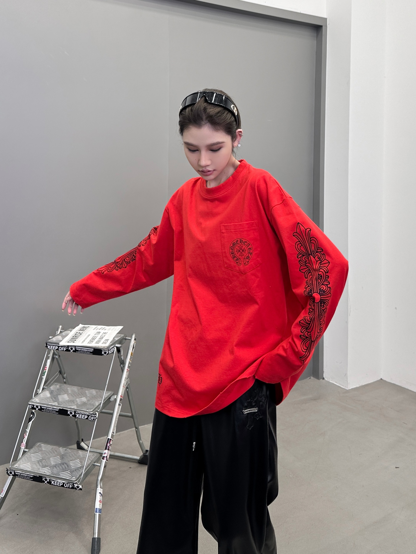 克罗心 ｜ 新款长袖t，成衣洗水吊磨工艺加6处印花，男女同款，尺码sml