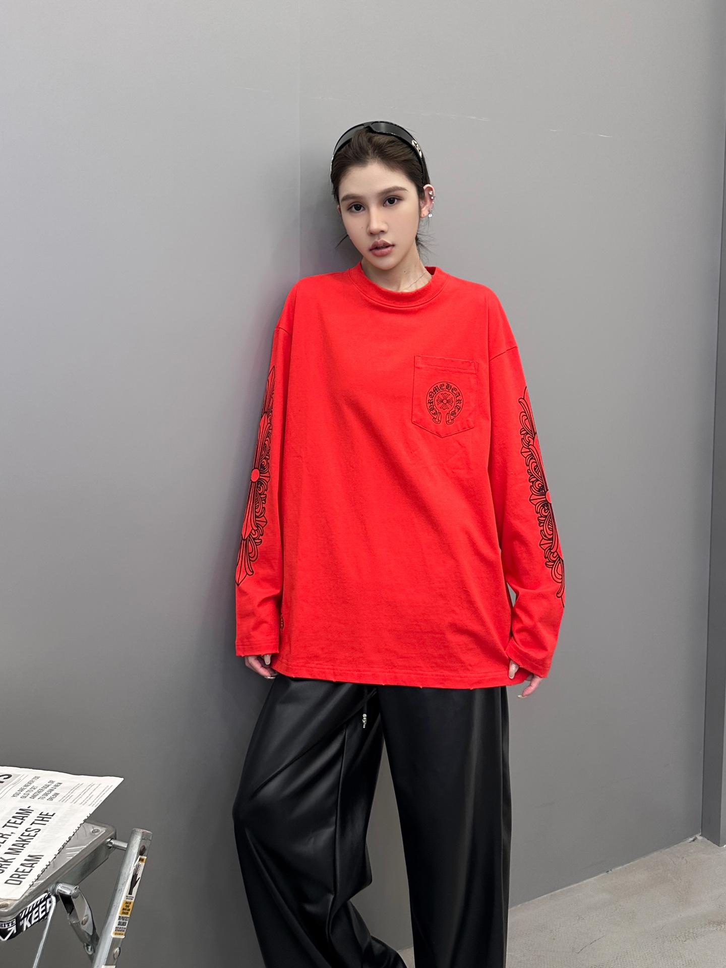 克罗心 ｜ 新款长袖t，成衣洗水吊磨工艺加6处印花，男女同款，尺码sml