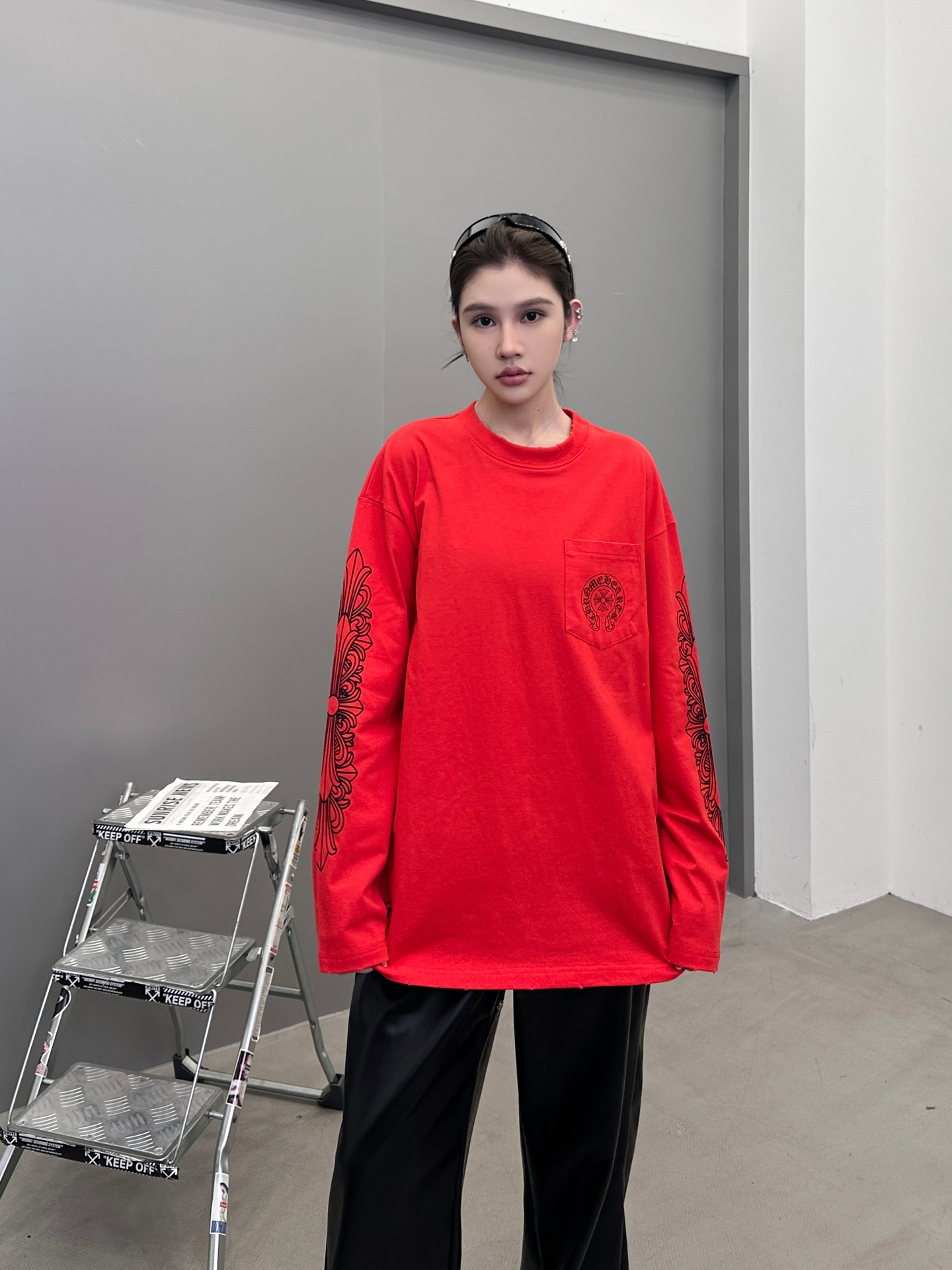 克罗心 ｜ 新款长袖t，成衣洗水吊磨工艺加6处印花，男女同款，尺码sml