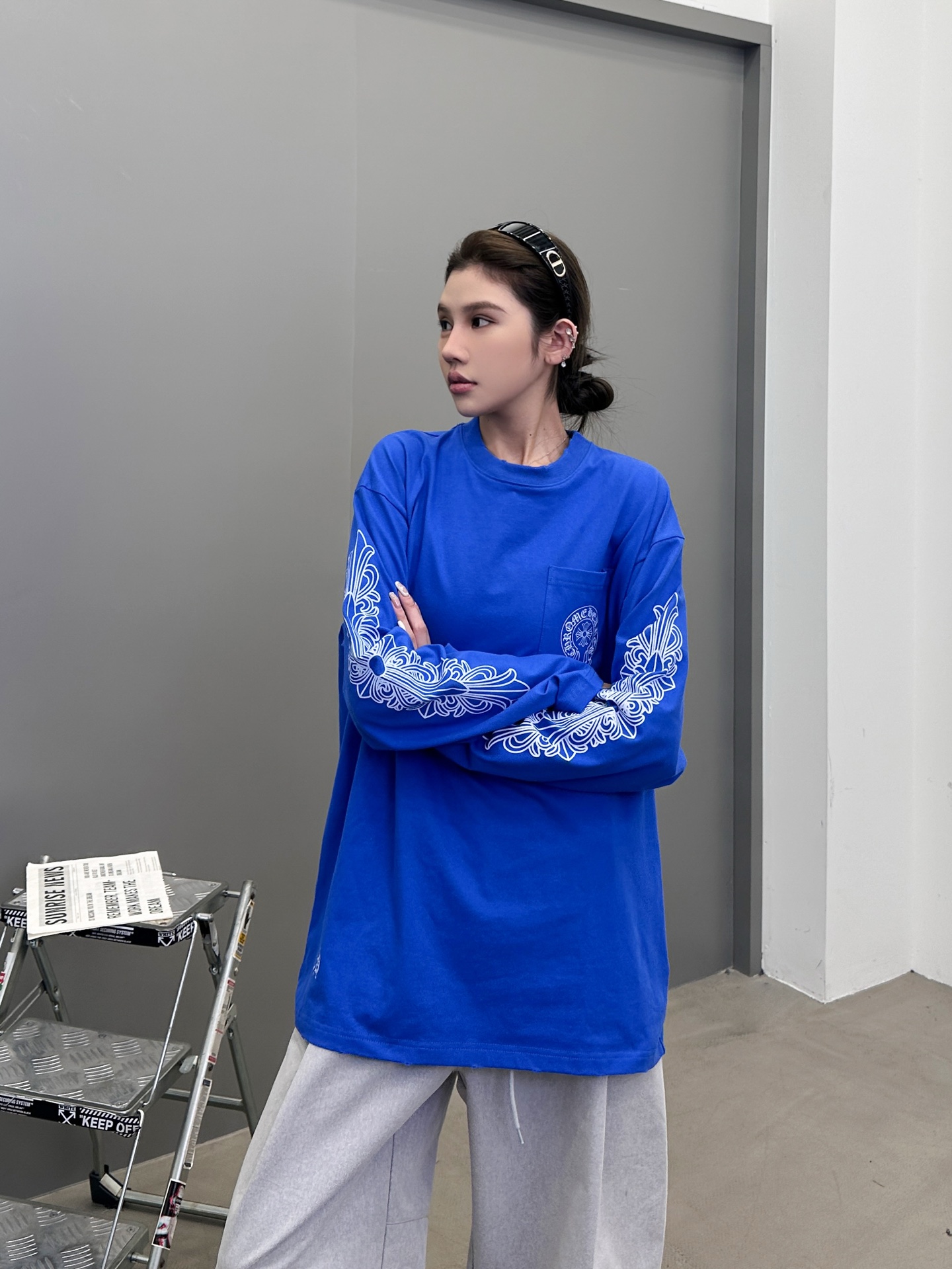 克罗心 ｜ 新款长袖t，成衣洗水吊磨工艺加6处印花，男女同款，尺码sml