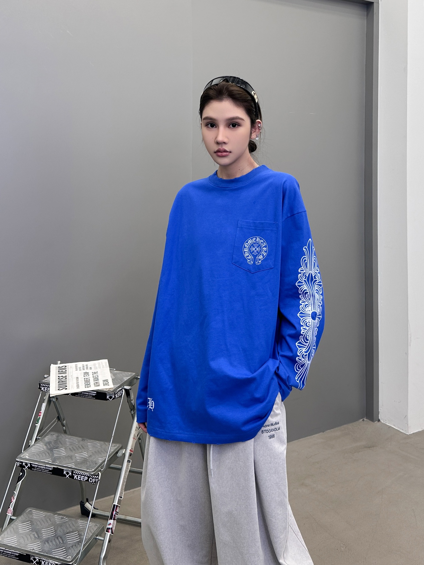 克罗心 ｜ 新款长袖t，成衣洗水吊磨工艺加6处印花，男女同款，尺码sml