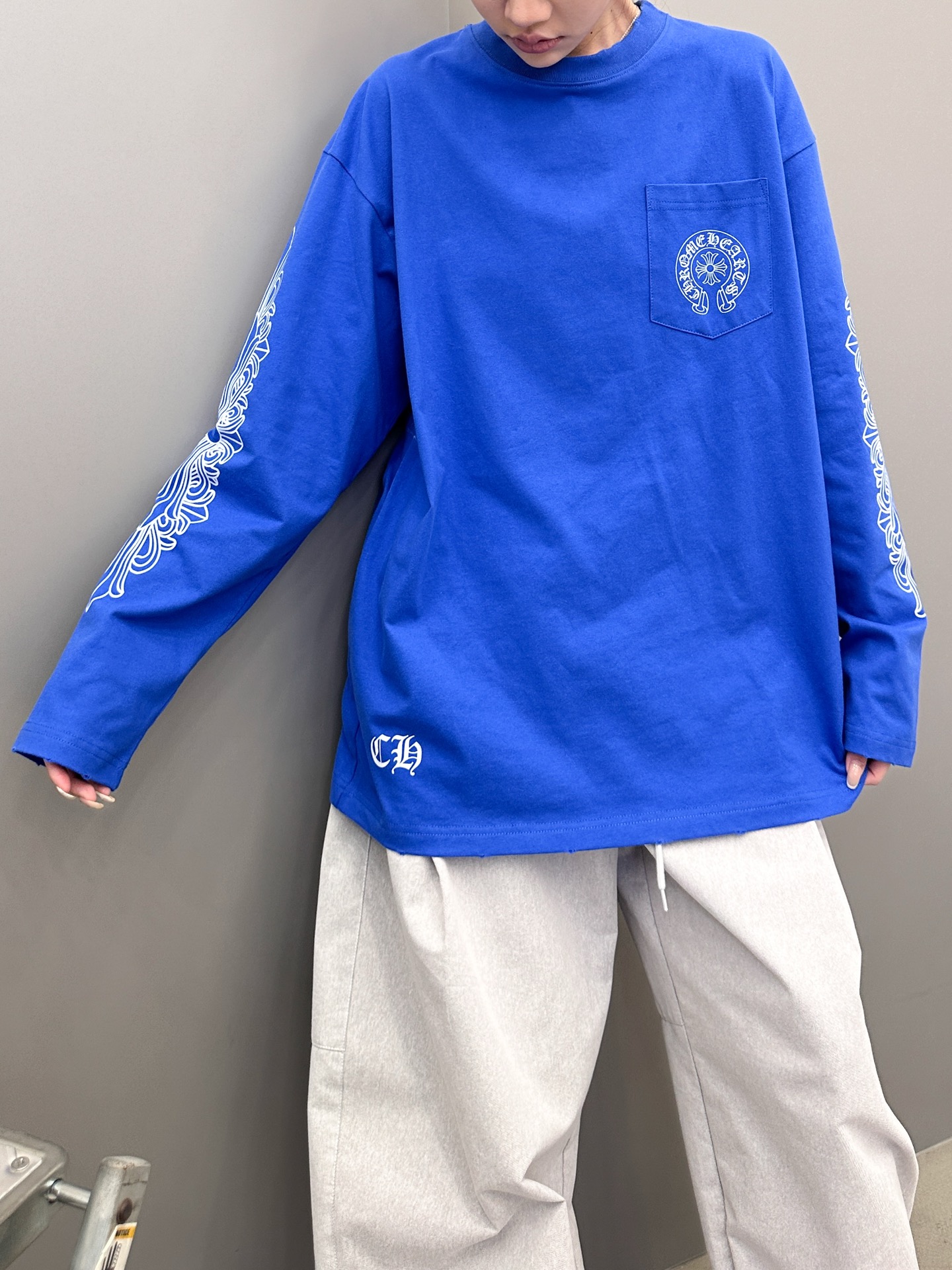 克罗心 ｜ 新款长袖t，成衣洗水吊磨工艺加6处印花，男女同款，尺码sml