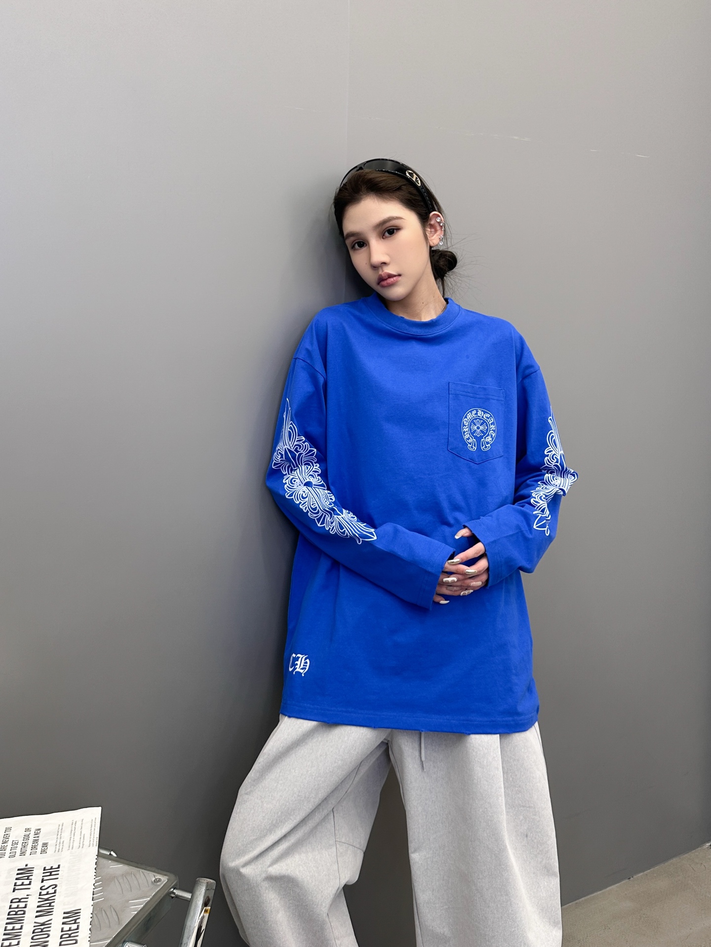 克罗心 ｜ 新款长袖t，成衣洗水吊磨工艺加6处印花，男女同款，尺码sml