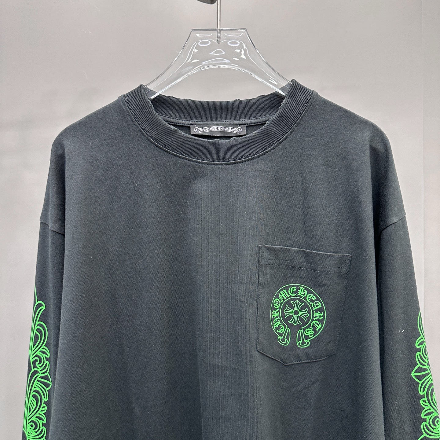 克罗心 ｜ 新款长袖t，成衣洗水吊磨工艺加6处印花，男女同款，尺码sml