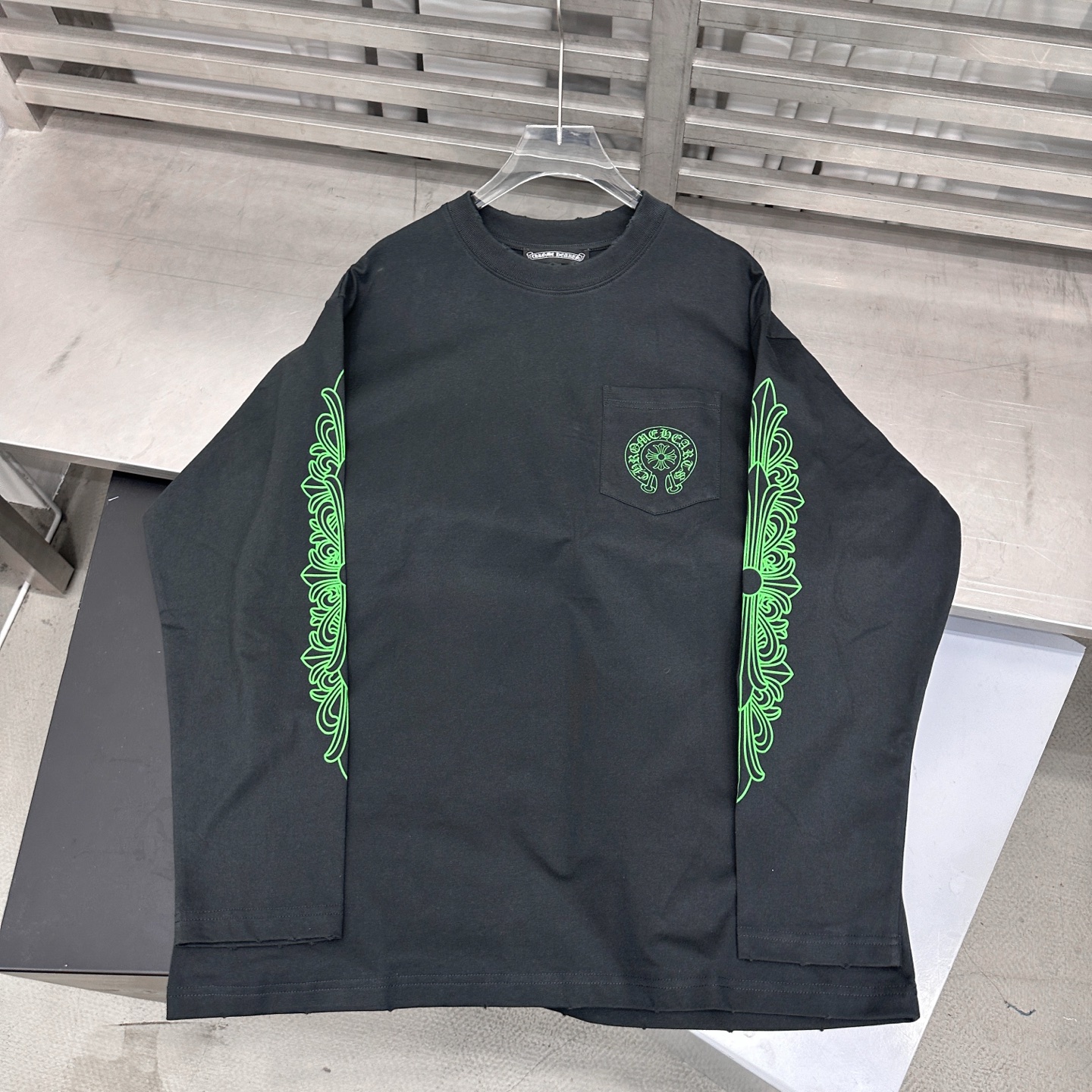 克罗心 ｜ 新款长袖t，成衣洗水吊磨工艺加6处印花，男女同款，尺码sml