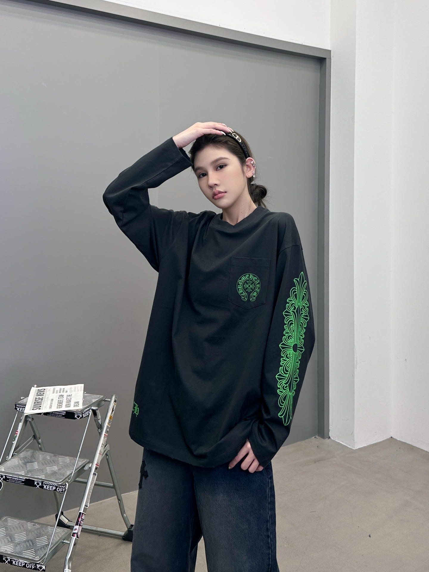 克罗心 ｜ 新款长袖t，成衣洗水吊磨工艺加6处印花，男女同款，尺码sml