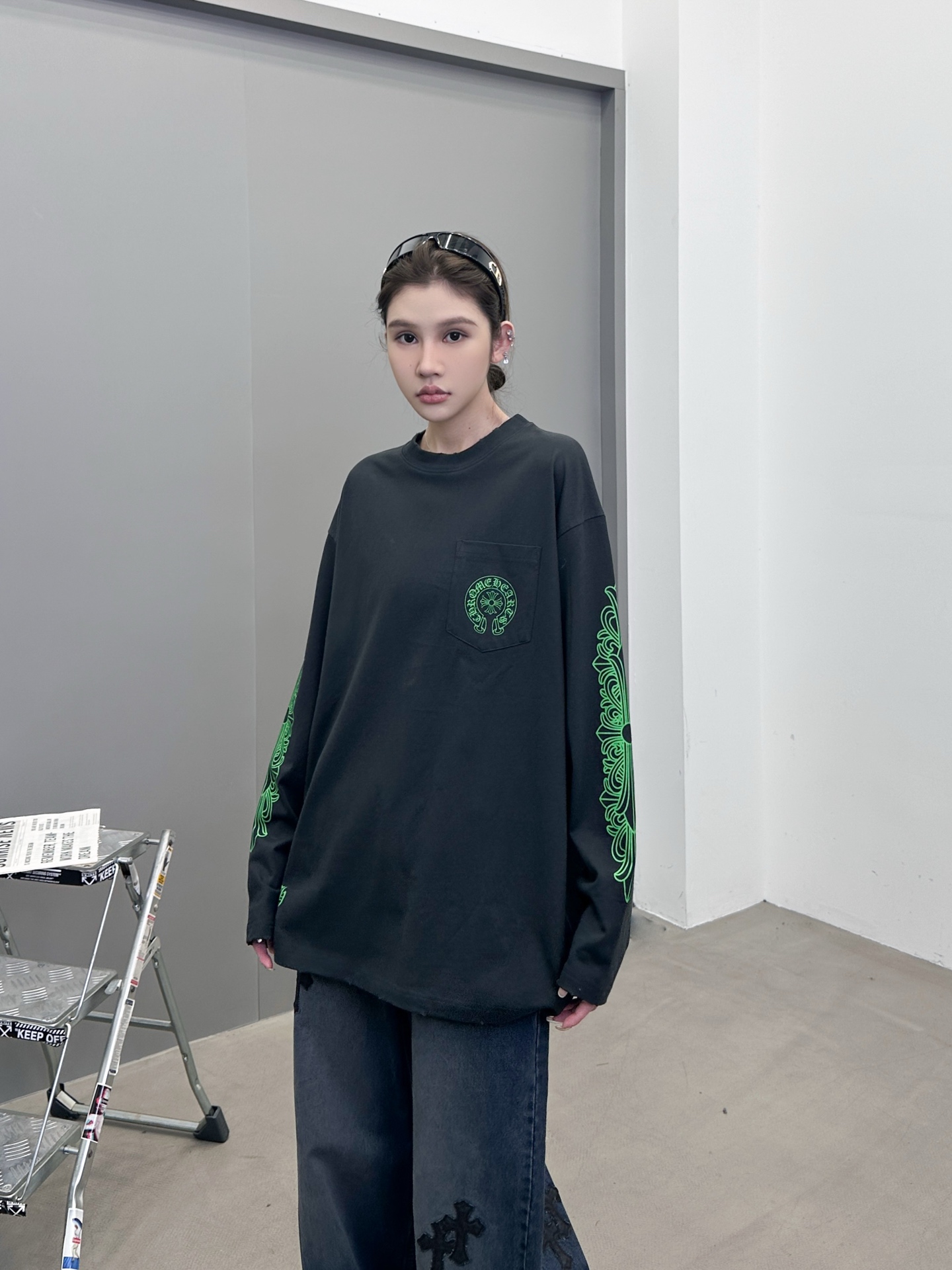 克罗心 ｜ 新款长袖t，成衣洗水吊磨工艺加6处印花，男女同款，尺码sml