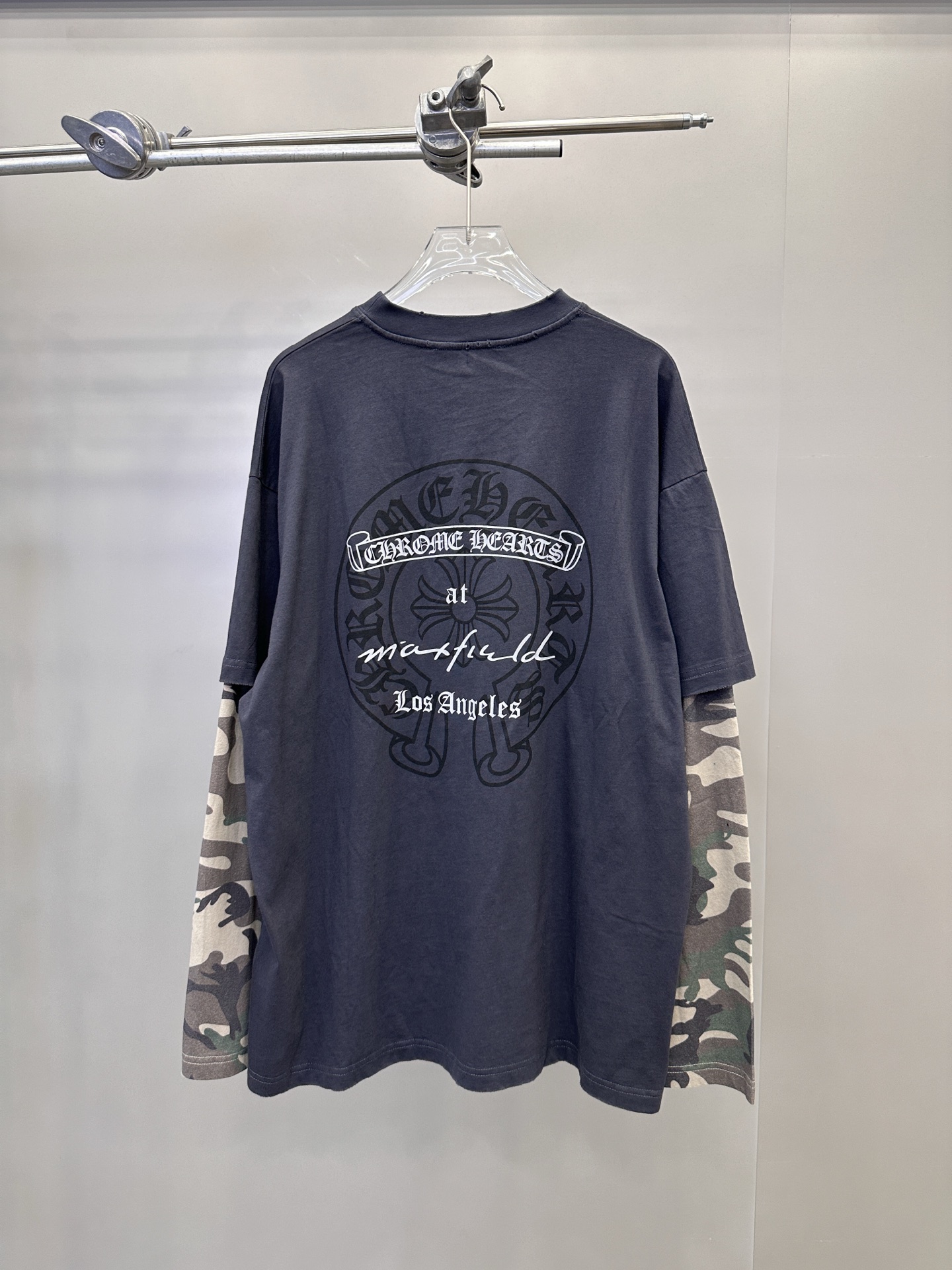 克罗心 ｜ 新款长袖打底，成衣洗水炒色印花工艺加坯布迷彩印花，假两件做工，男女同款，尺码sml