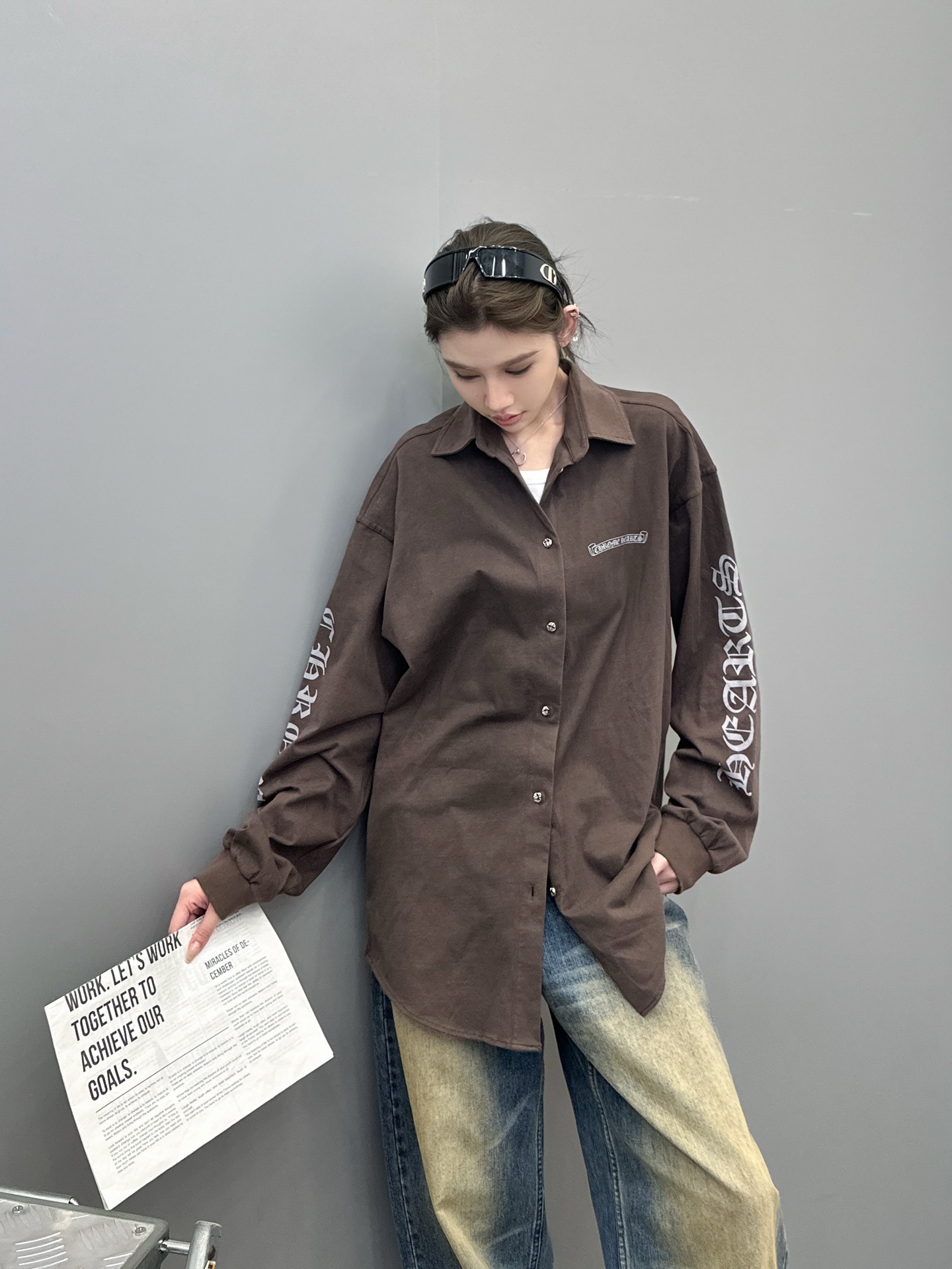 克罗心 ｜ 新款衬衣，成衣洗水喷色吊磨加5处印花工艺，男女同款，100%棉，尺码sml