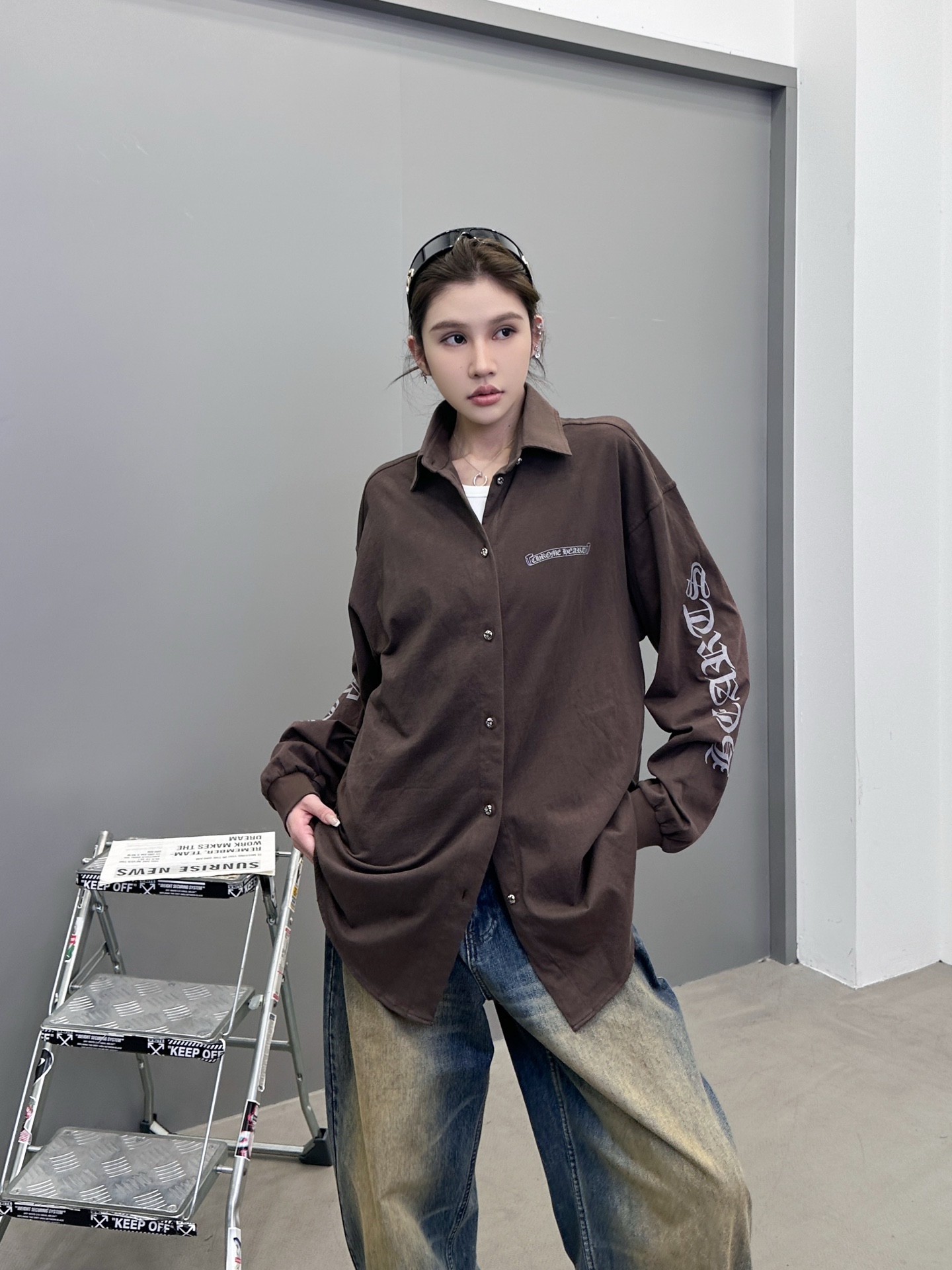 克罗心 ｜ 新款衬衣，成衣洗水喷色吊磨加5处印花工艺，男女同款，100%棉，尺码sml