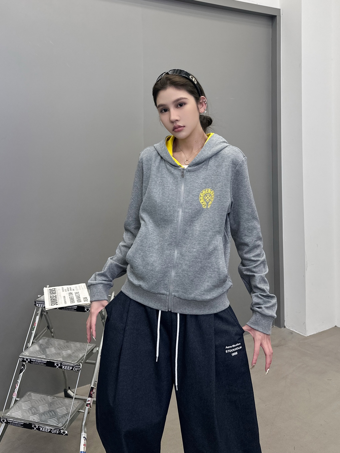 克罗心 ｜ 新款开衫卫衣，成衣洗水加前后印花工艺，假两件卫衣做工，休闲时尚，尺码sml