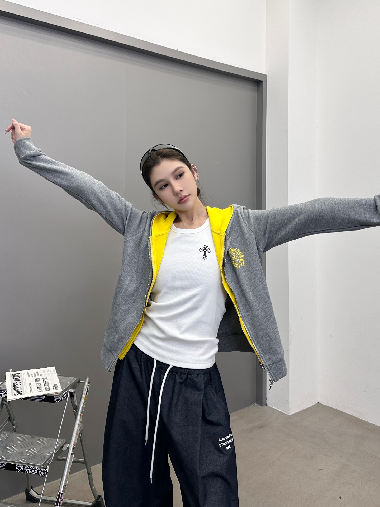 克罗心 ｜ 新款开衫卫衣，成衣洗水加前后印花工艺，假两件卫衣做工，休闲时尚，尺码sml