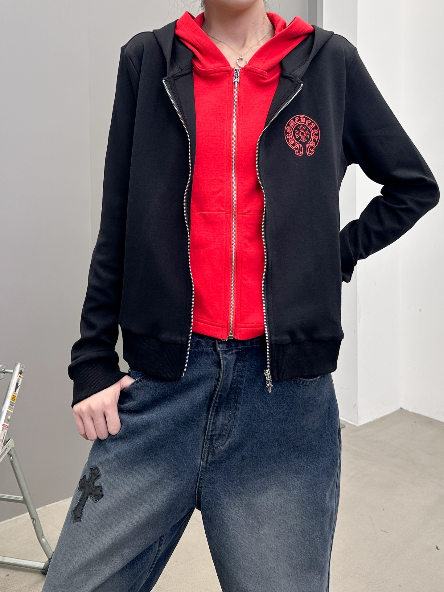 克罗心 ｜ 新款开衫卫衣，成衣洗水加前后印花工艺，假两件卫衣做工，休闲时尚，尺码sml