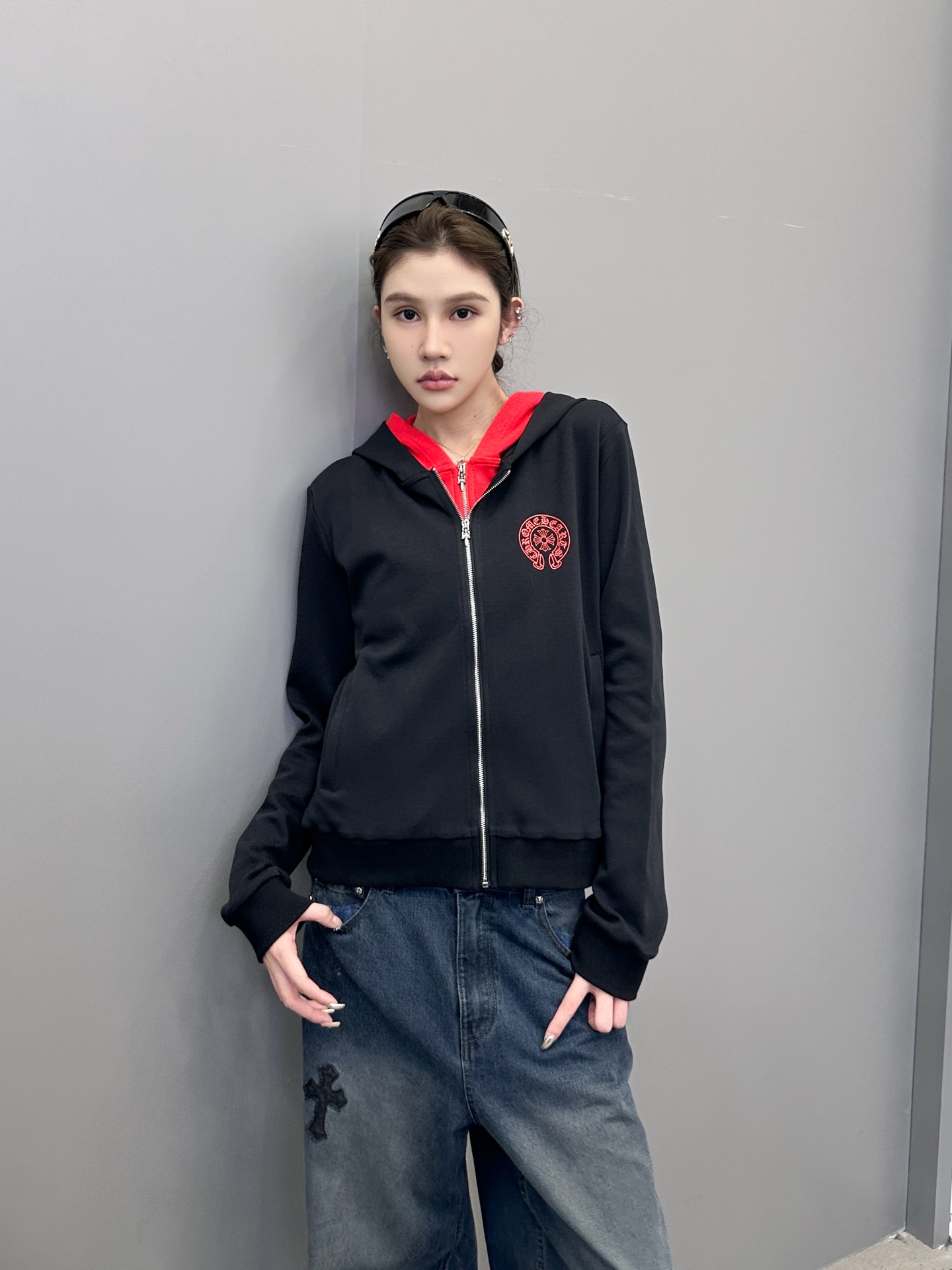 克罗心 ｜ 新款开衫卫衣，成衣洗水加前后印花工艺，假两件卫衣做工，休闲时尚，尺码sml