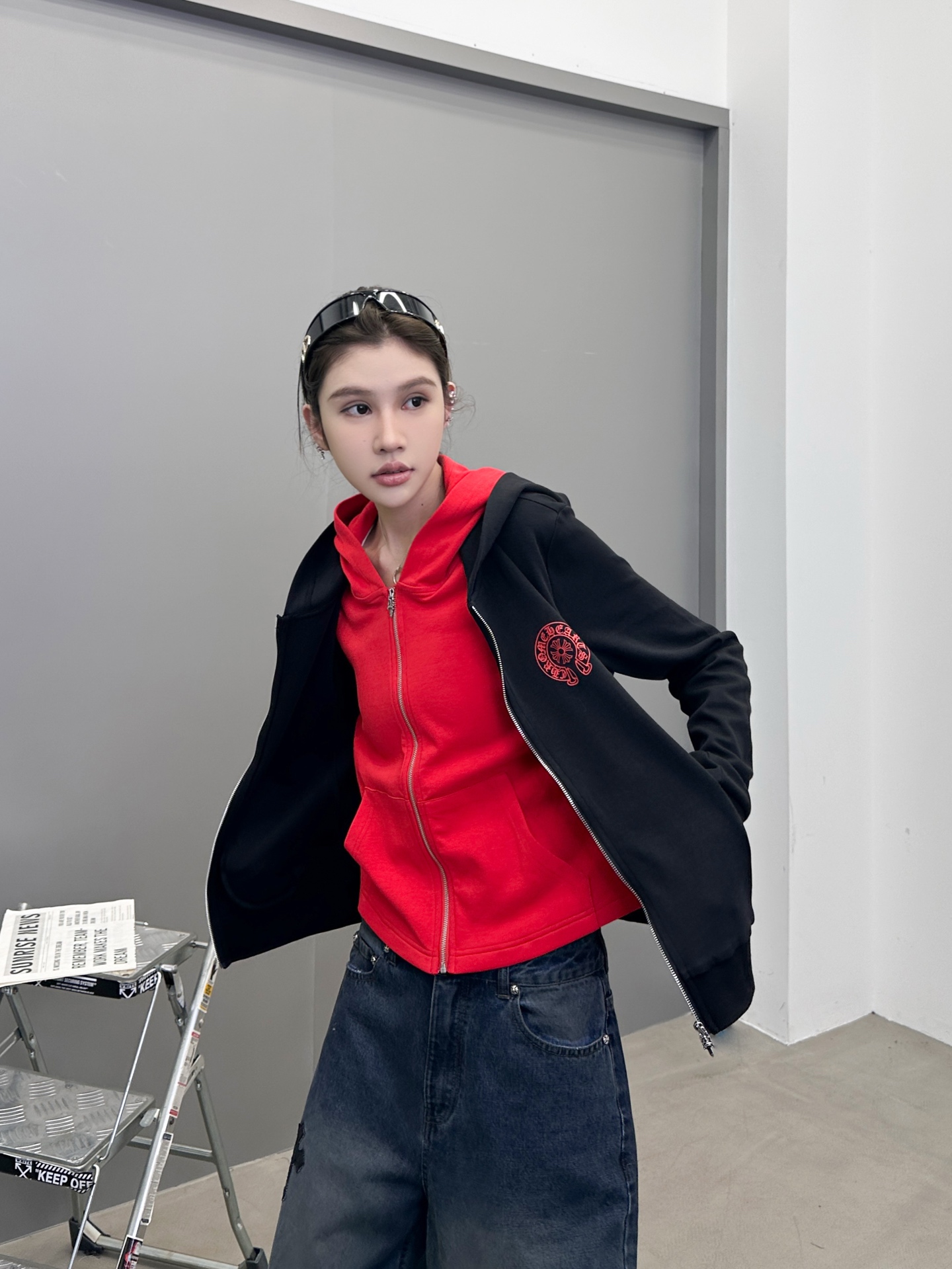 克罗心 ｜ 新款开衫卫衣，成衣洗水加前后印花工艺，假两件卫衣做工，休闲时尚，尺码sml