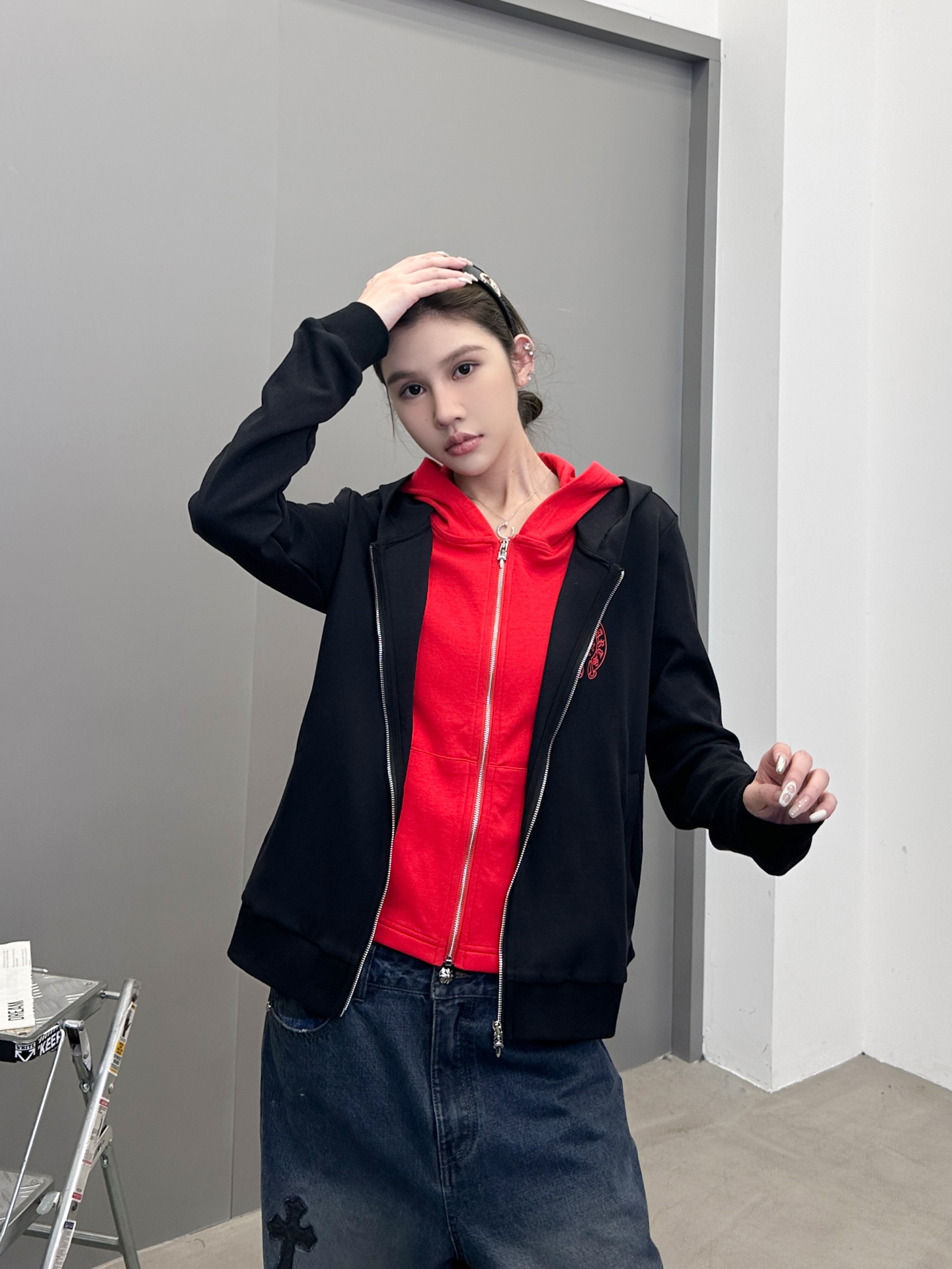 克罗心 ｜ 新款开衫卫衣，成衣洗水加前后印花工艺，假两件卫衣做工，休闲时尚，尺码sml