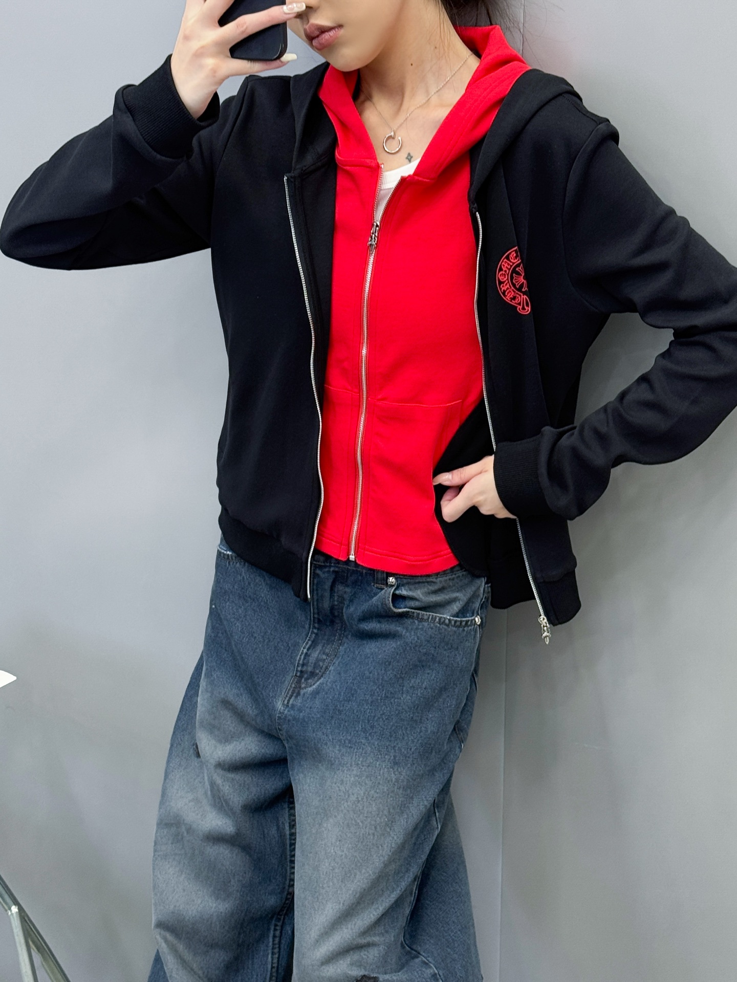 克罗心 ｜ 新款开衫卫衣，成衣洗水加前后印花工艺，假两件卫衣做工，休闲时尚，尺码sml