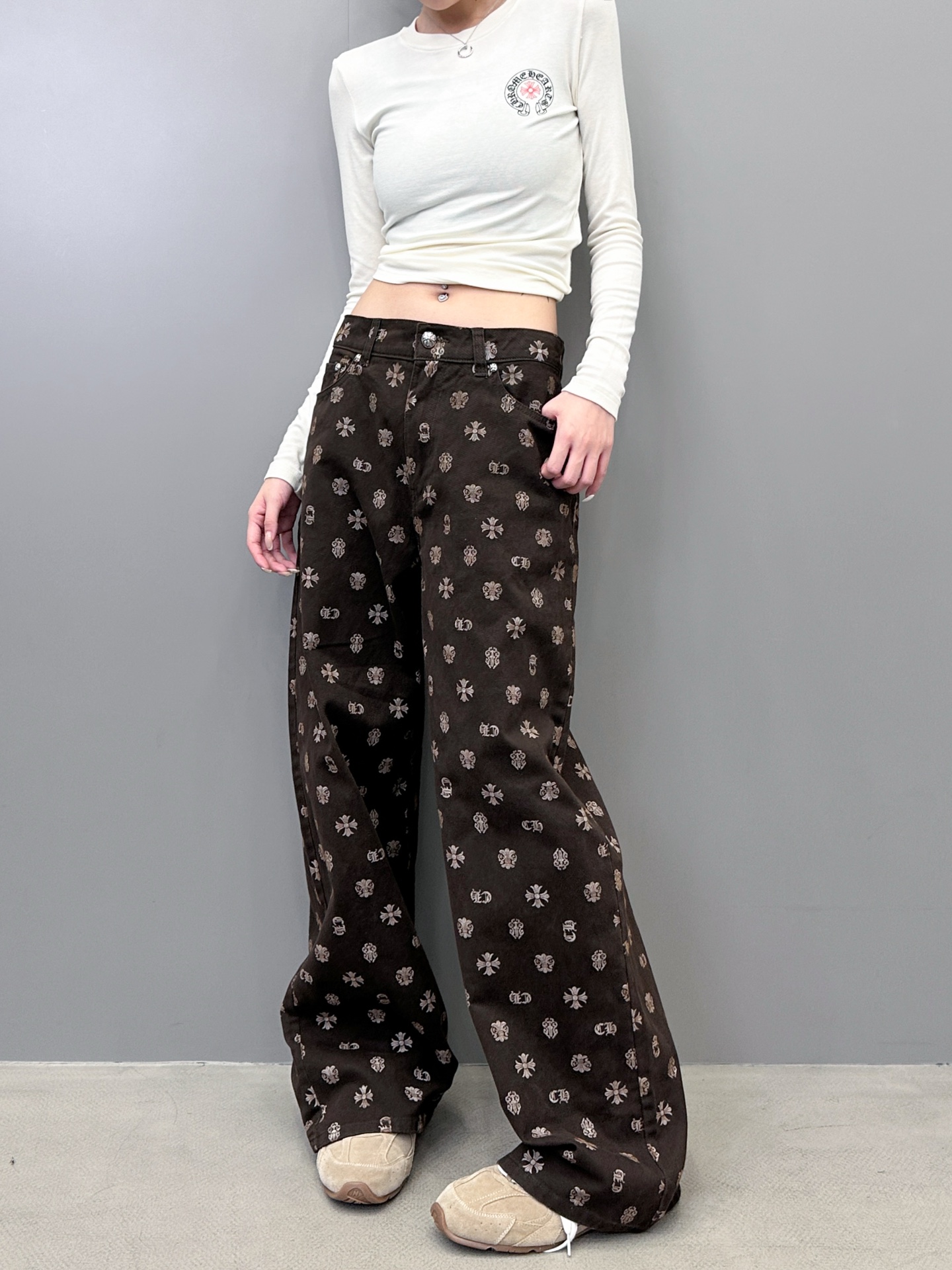 克罗心 ｜ 新款牛仔裤，成衣洗水坯布印花工艺，男女同款，尺码sml