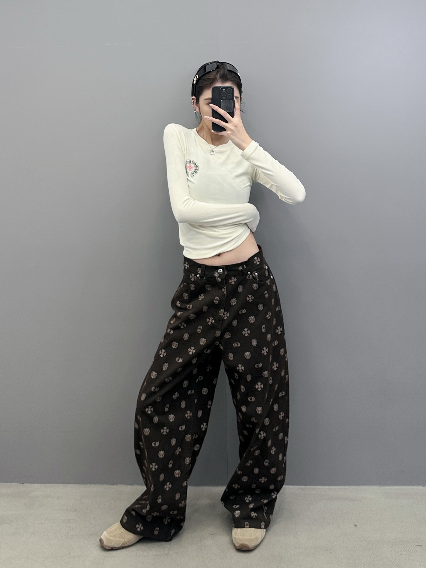 克罗心 ｜ 新款牛仔裤，成衣洗水坯布印花工艺，男女同款，尺码sml