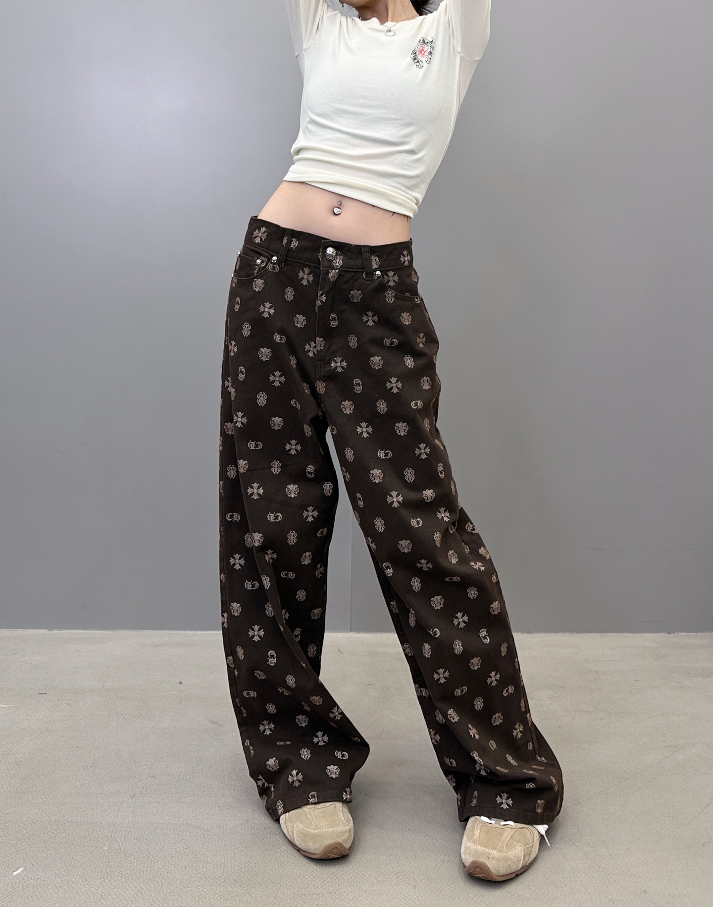 克罗心 ｜ 新款牛仔裤，成衣洗水坯布印花工艺，男女同款，尺码sml