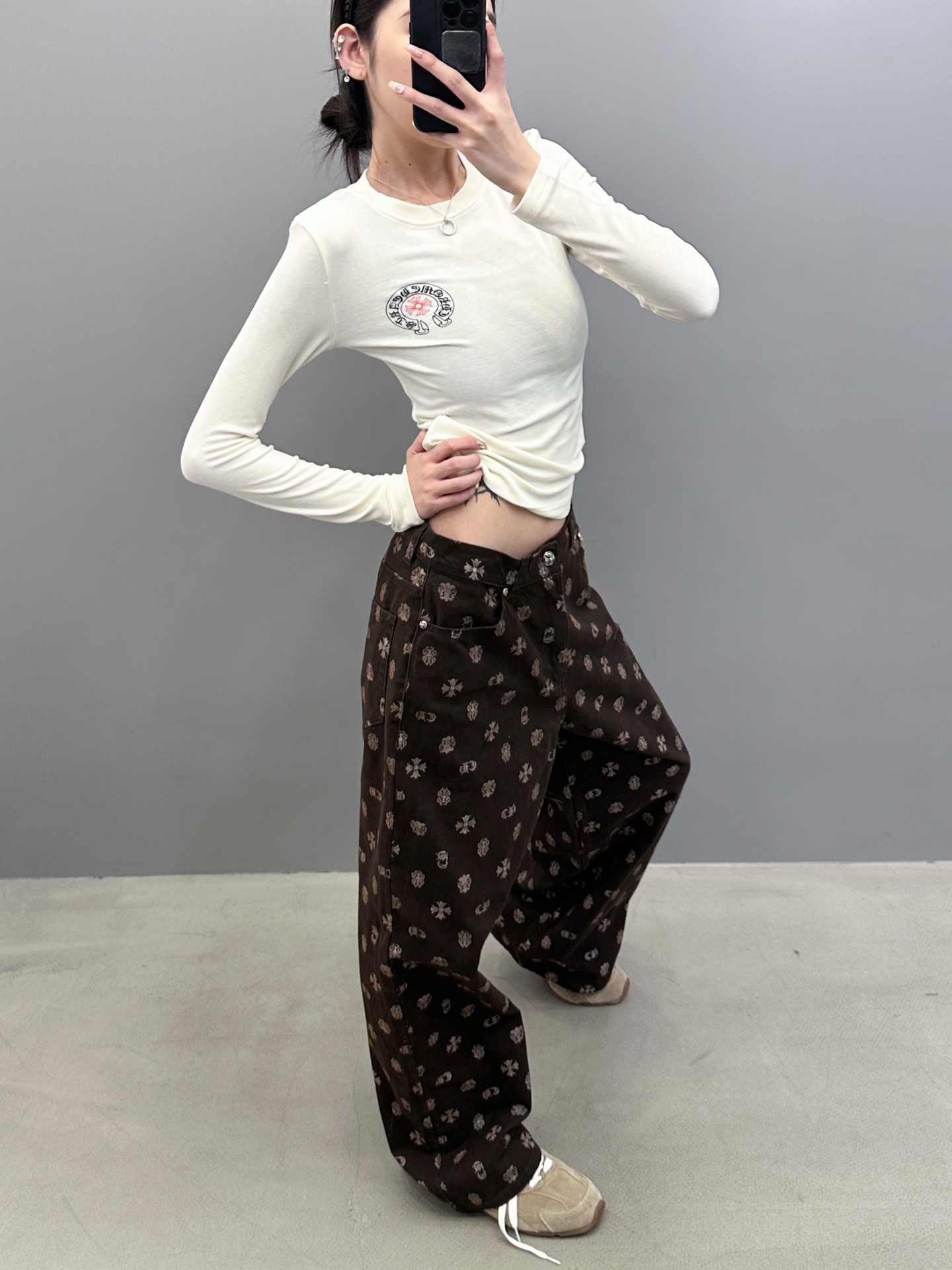 克罗心 ｜ 新款牛仔裤，成衣洗水坯布印花工艺，男女同款，尺码sml