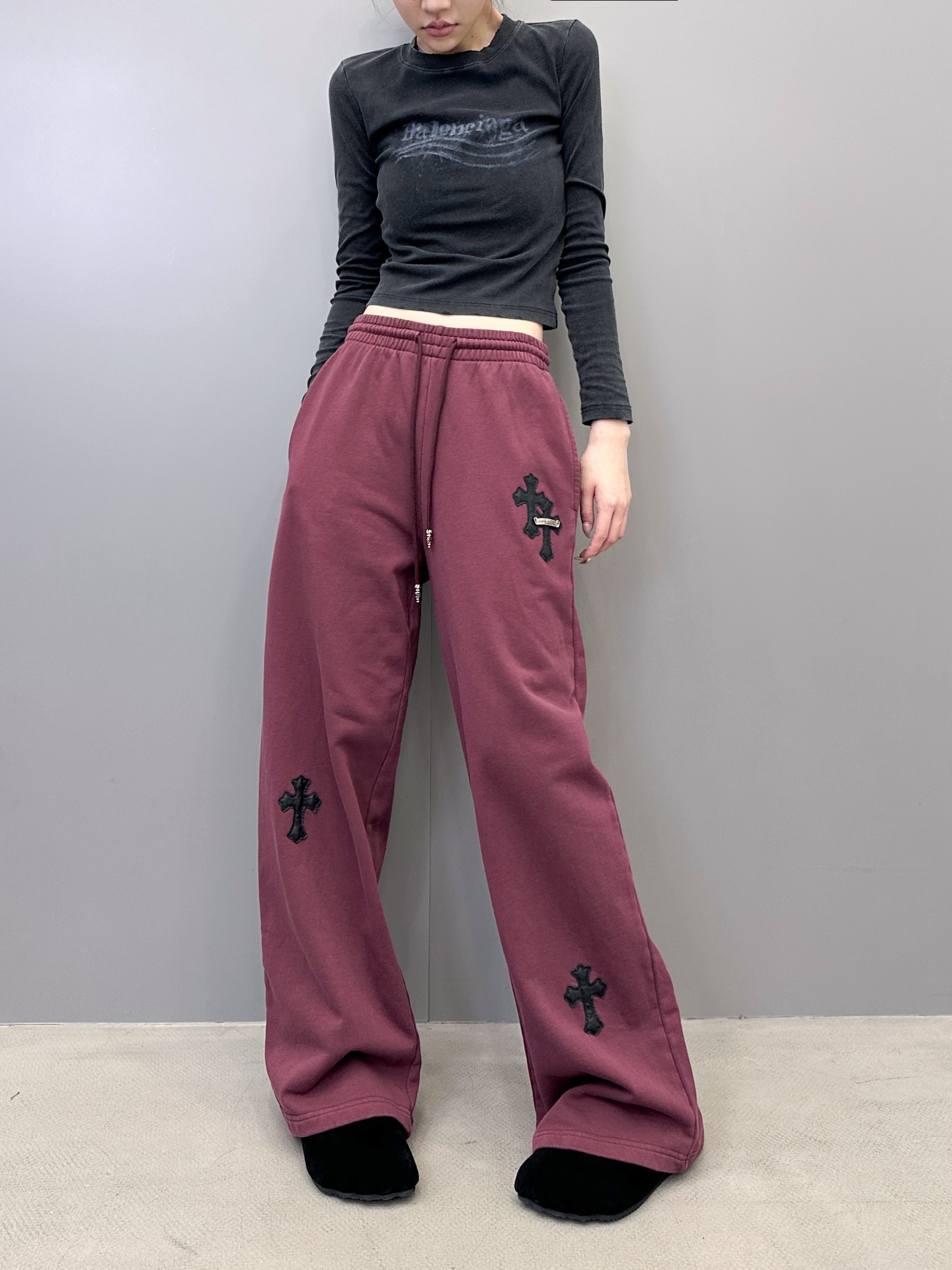 🆕克罗心 ｜ 新款休闲卫裤，成衣洗水炒色加手工车十字标工艺，男女同款，尺码sml