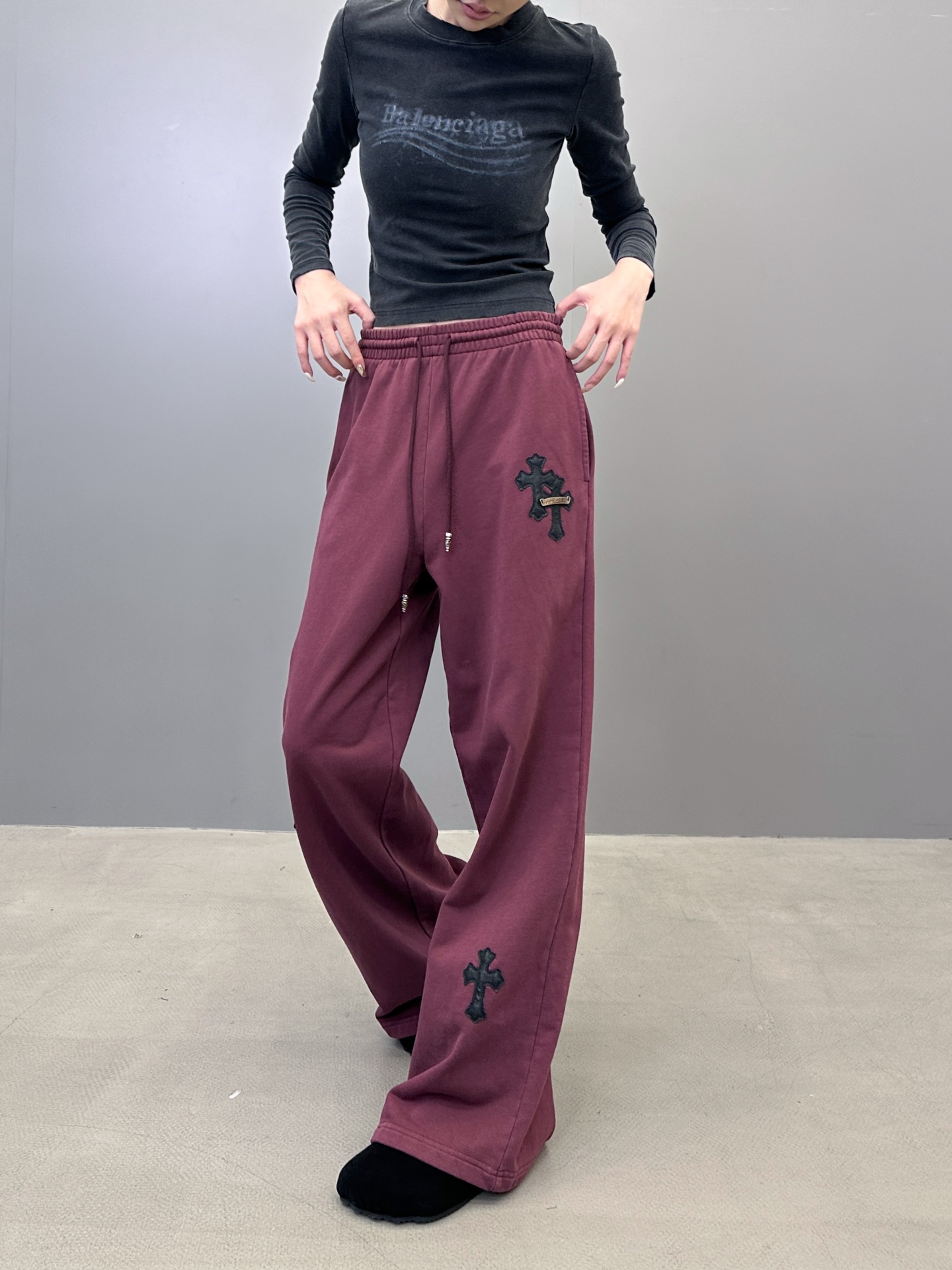 🆕克罗心 ｜ 新款休闲卫裤，成衣洗水炒色加手工车十字标工艺，男女同款，尺码sml