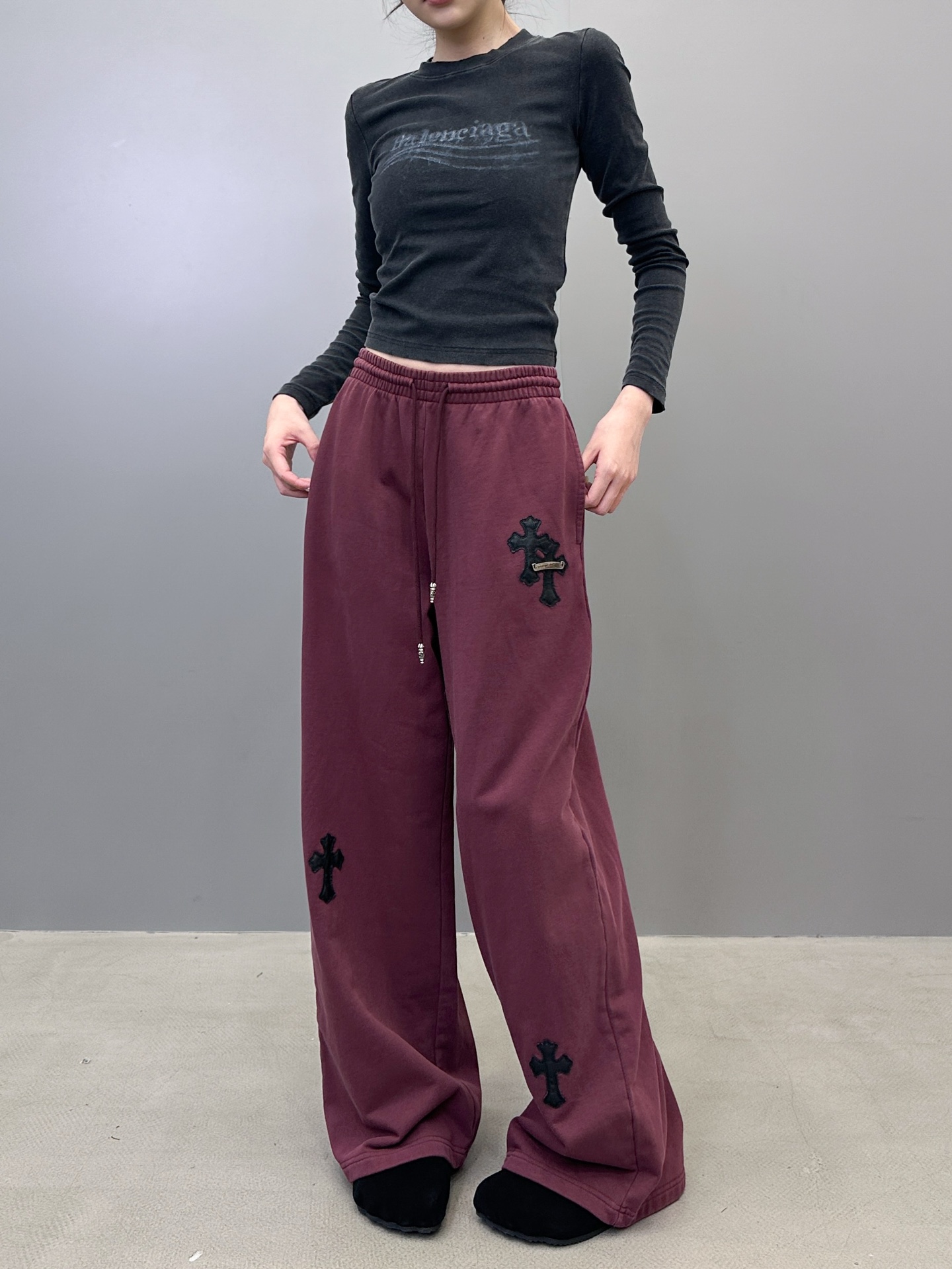 🆕克罗心 ｜ 新款休闲卫裤，成衣洗水炒色加手工车十字标工艺，男女同款，尺码sml