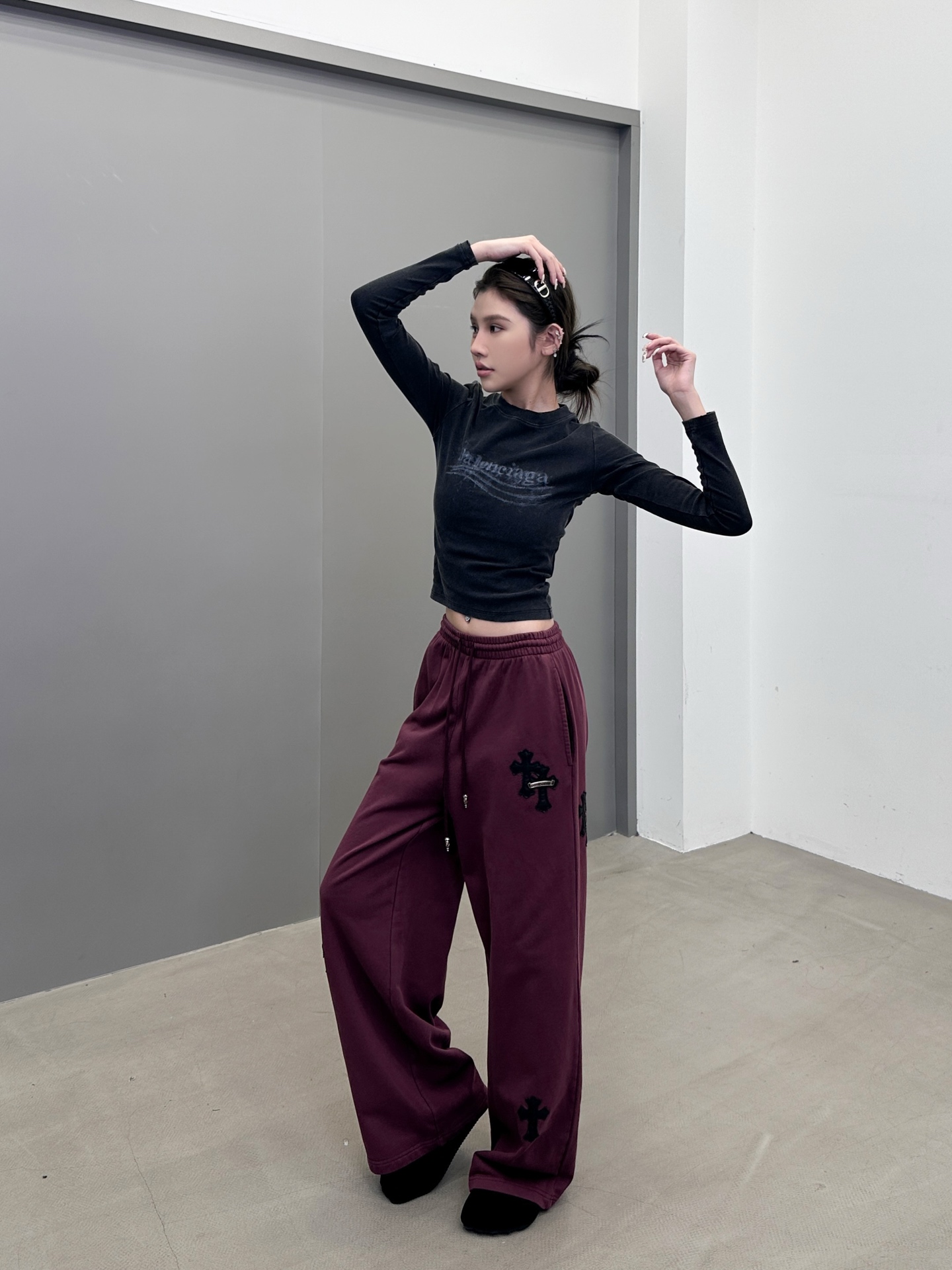 🆕克罗心 ｜ 新款休闲卫裤，成衣洗水炒色加手工车十字标工艺，男女同款，尺码sml