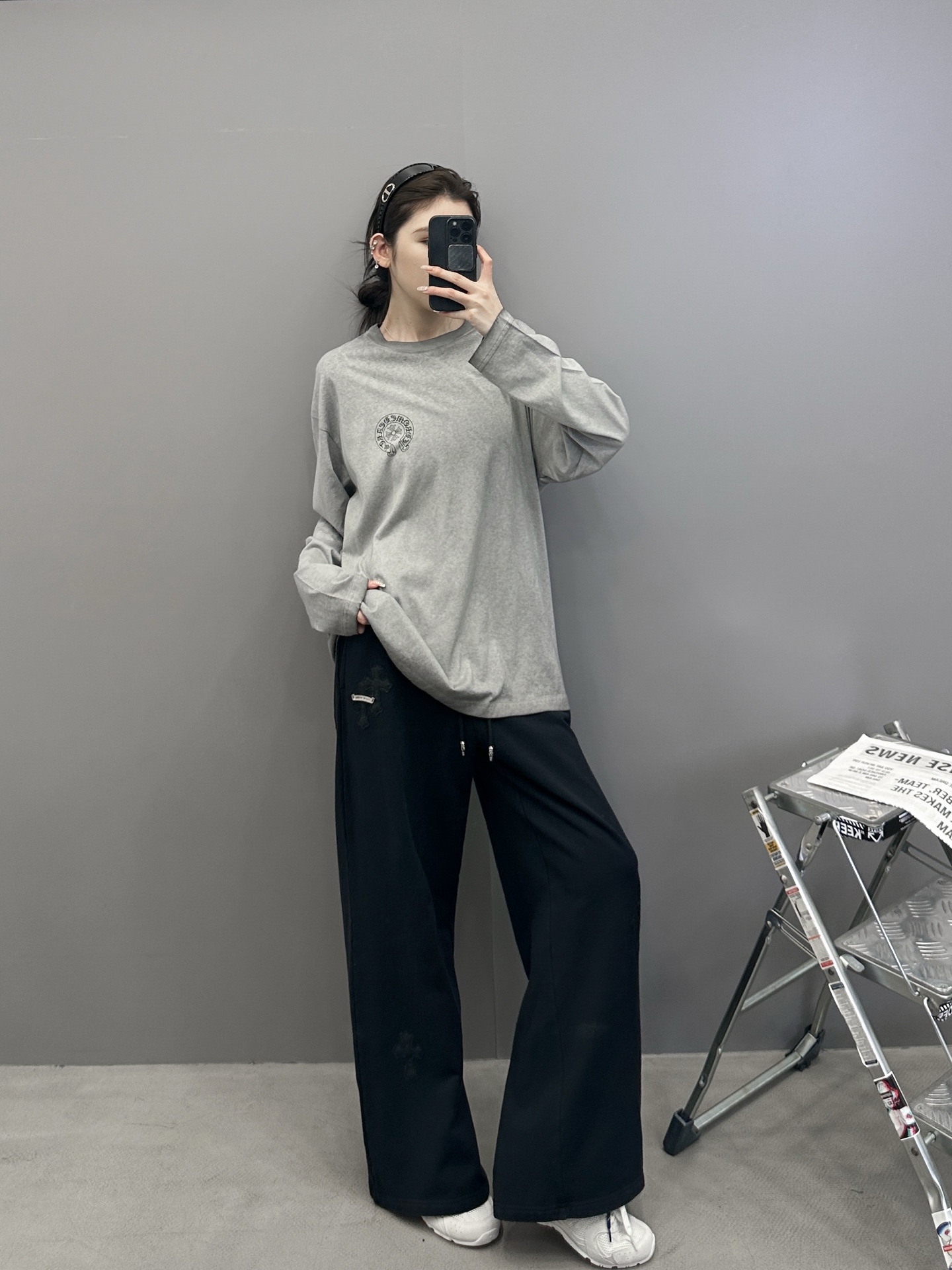 🆕克罗心 ｜ 新款长袖t，成衣洗水炒色加4处印花工艺，男女同款，尺码sml