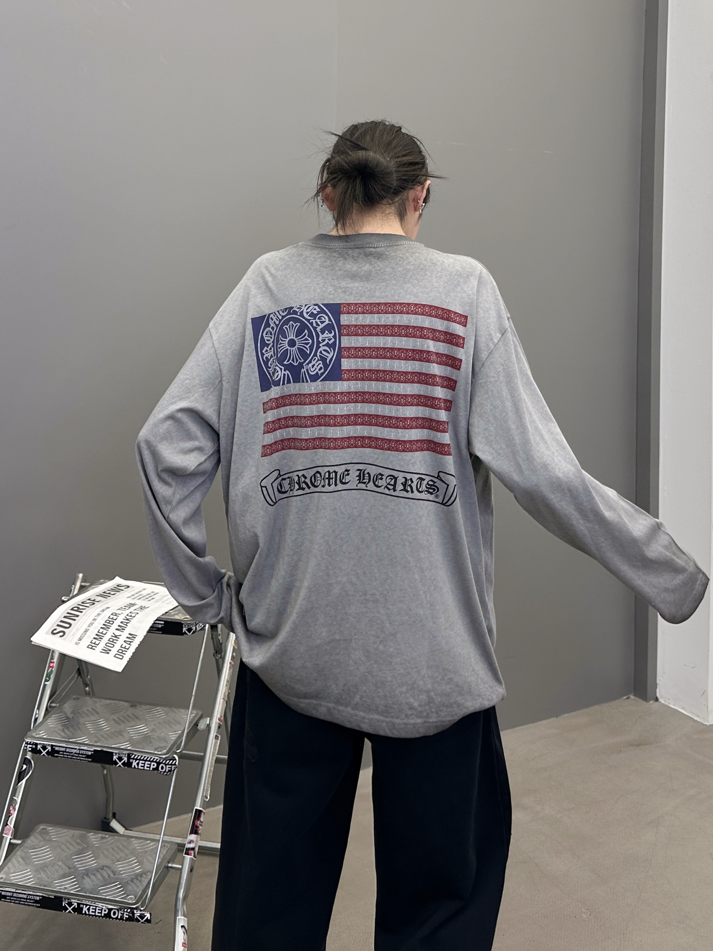 🆕克罗心 ｜ 新款长袖t，成衣洗水炒色加4处印花工艺，男女同款，尺码sml