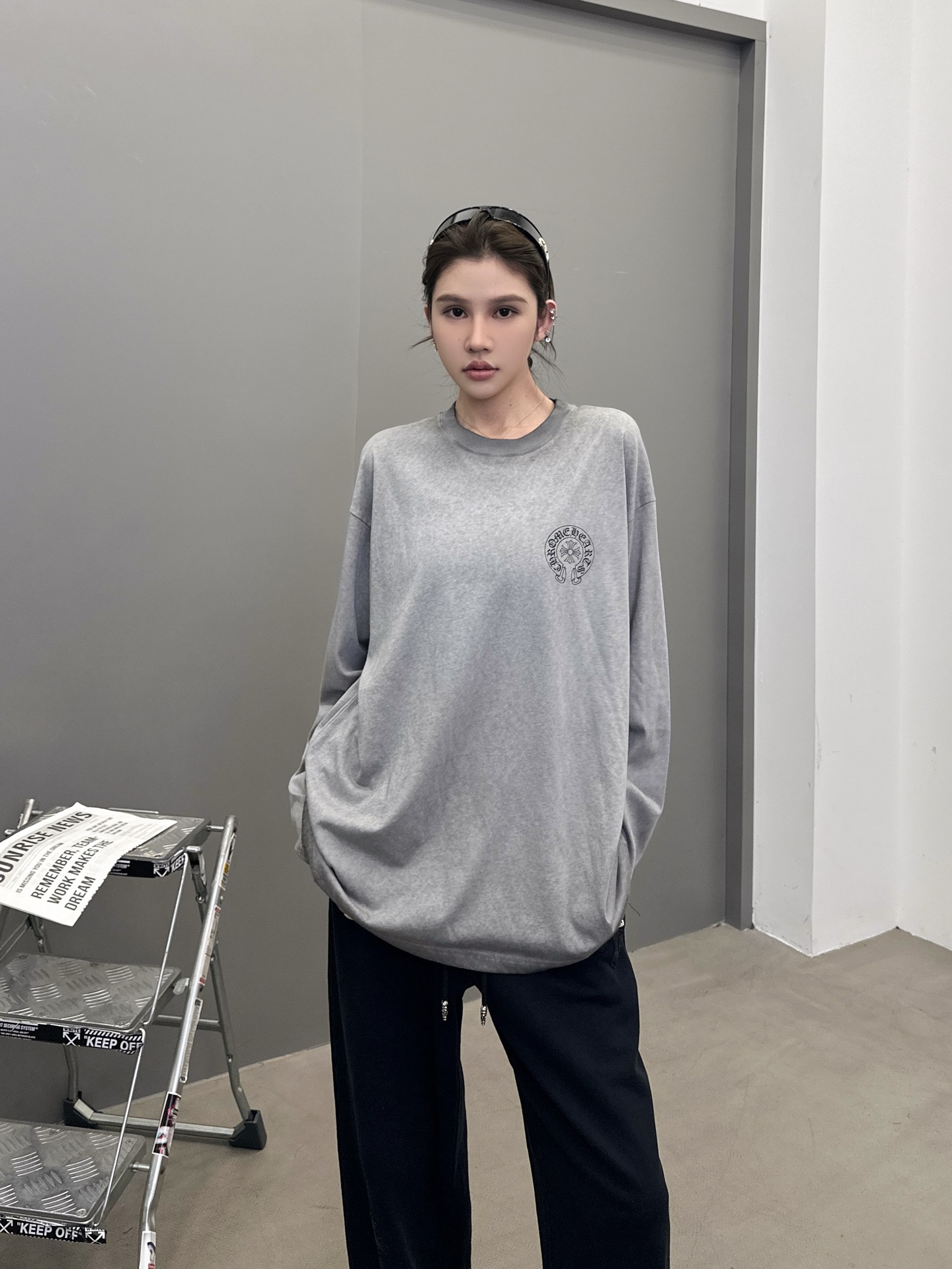 🆕克罗心 ｜ 新款长袖t，成衣洗水炒色加4处印花工艺，男女同款，尺码sml