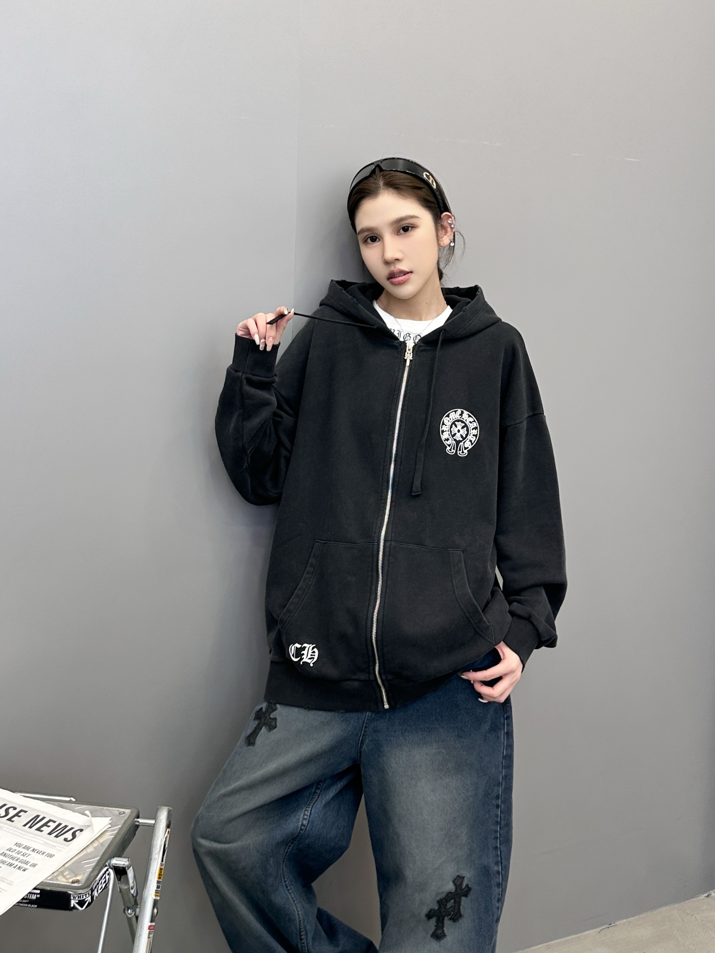 🆕克罗心 ｜ 新款卫衣开衫，成衣洗水炒色喷色吊磨加4处印花工艺，男女同款，尺码sml