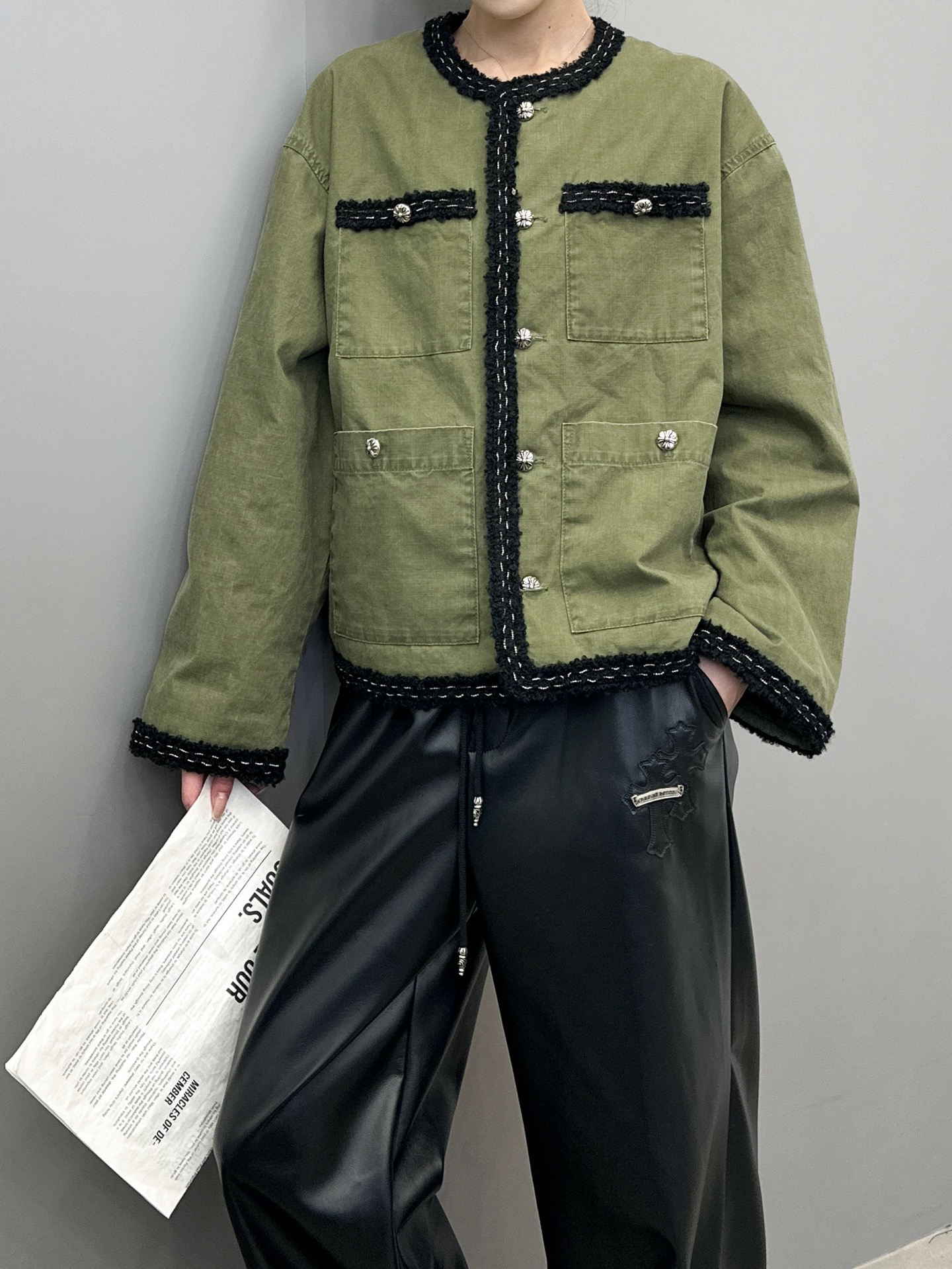 🆕克罗心 ｜ 新款休闲外套，成衣洗水工艺加手工编织包边，定制提花里布加100%全棉卡其布面料，休闲时尚，