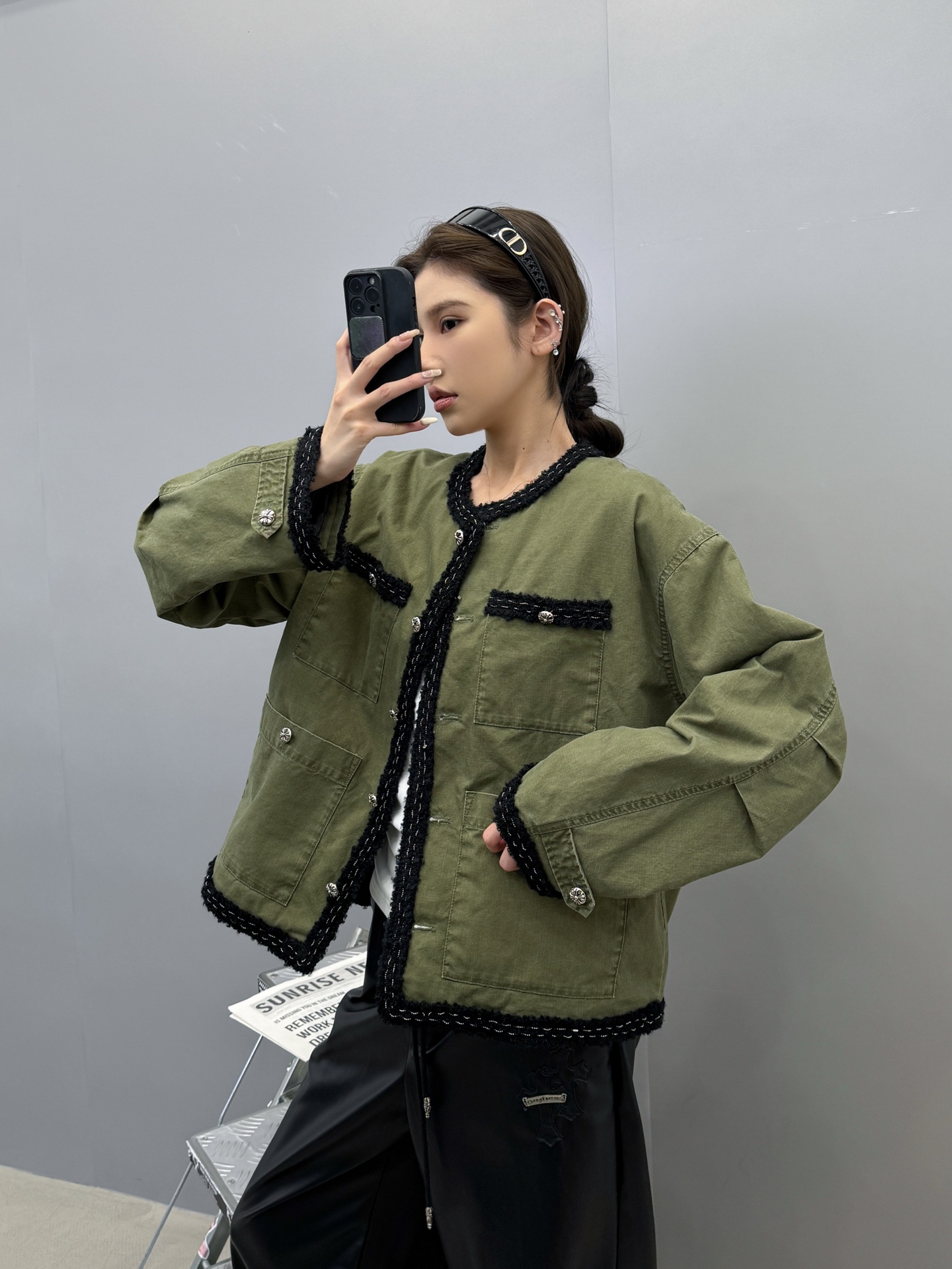 🆕克罗心 ｜ 新款休闲外套，成衣洗水工艺加手工编织包边，定制提花里布加100%全棉卡其布面料，休闲时尚，