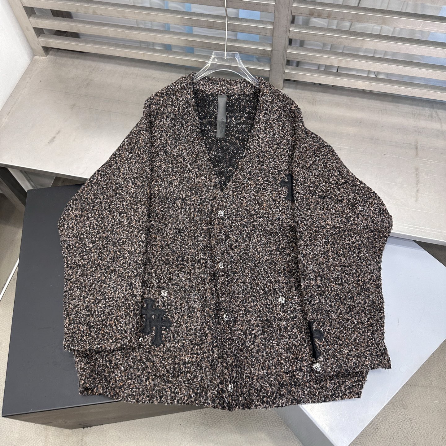 🆕克罗心 ｜ 新款开衫，经典手工刺绣十字标，进口彩纱羊毛混纺面料，休闲时尚，尺码sml