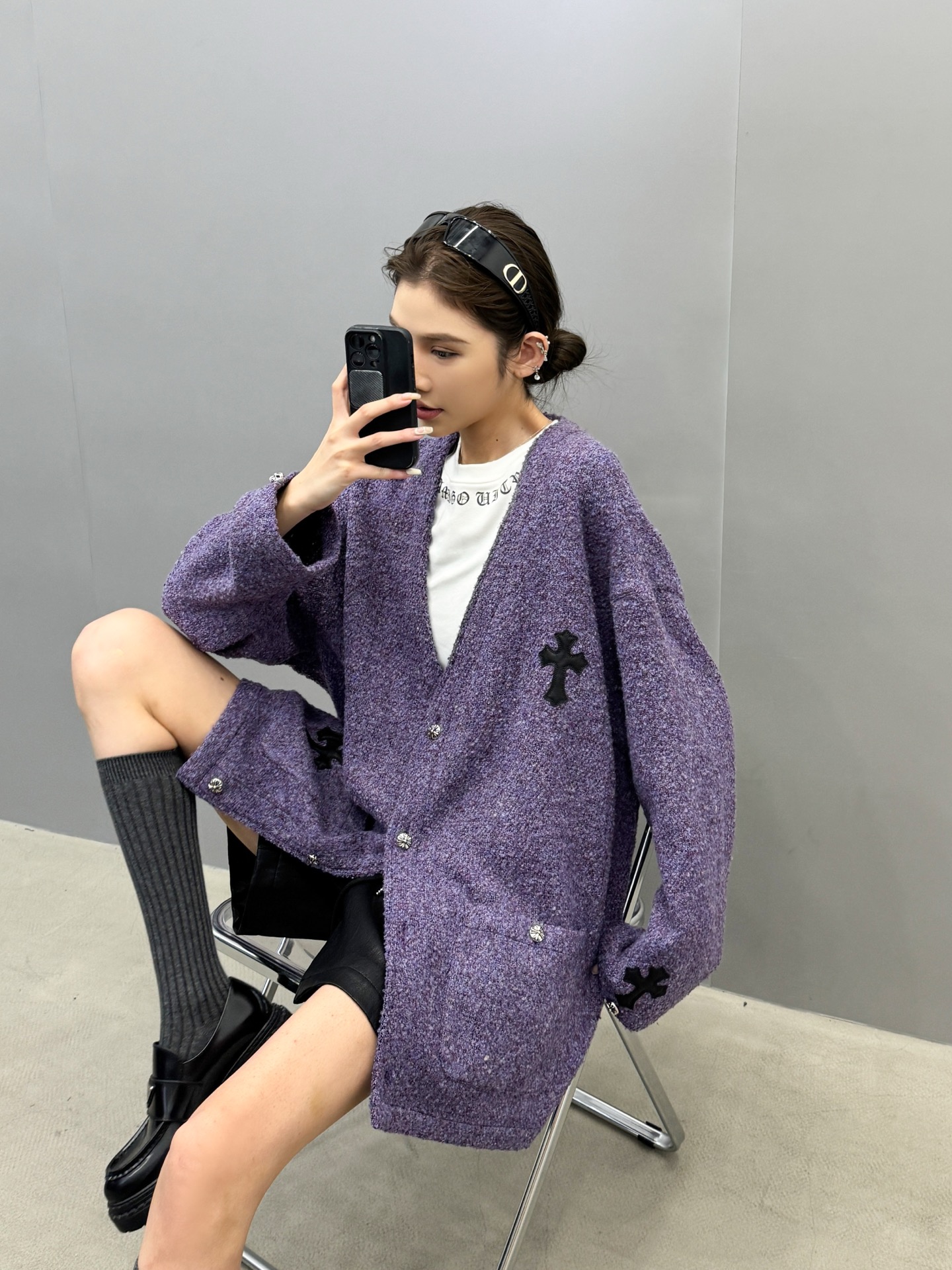 🆕克罗心 ｜ 新款开衫，经典手工刺绣十字标，进口彩纱羊毛混纺面料，休闲时尚，尺码sml