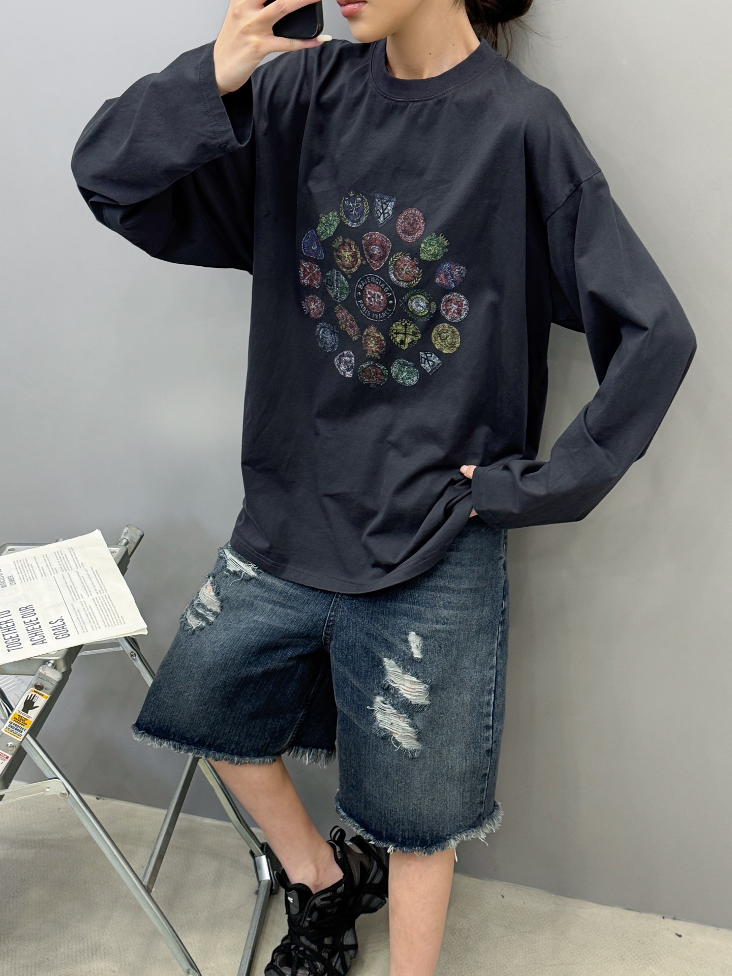 🆕巴黎 ｜ 新款长袖t，成衣洗水加多色数码直喷印花工艺，男女同款，尺码sml