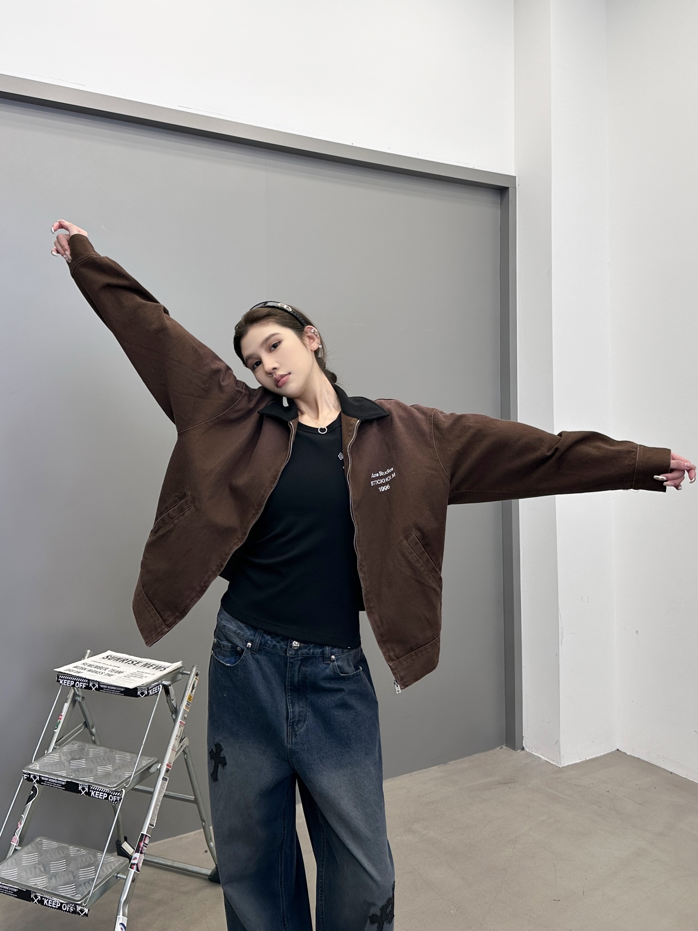 🆕Acne ｜ 新款休闲夹克，成衣洗水喷色印花工艺，经典高密全棉卡其布面料，休闲时尚，尺码sml