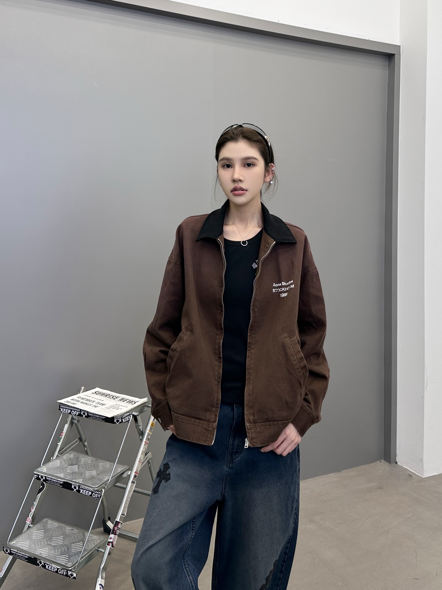 🆕Acne ｜ 新款休闲夹克，成衣洗水喷色印花工艺，经典高密全棉卡其布面料，休闲时尚，尺码sml