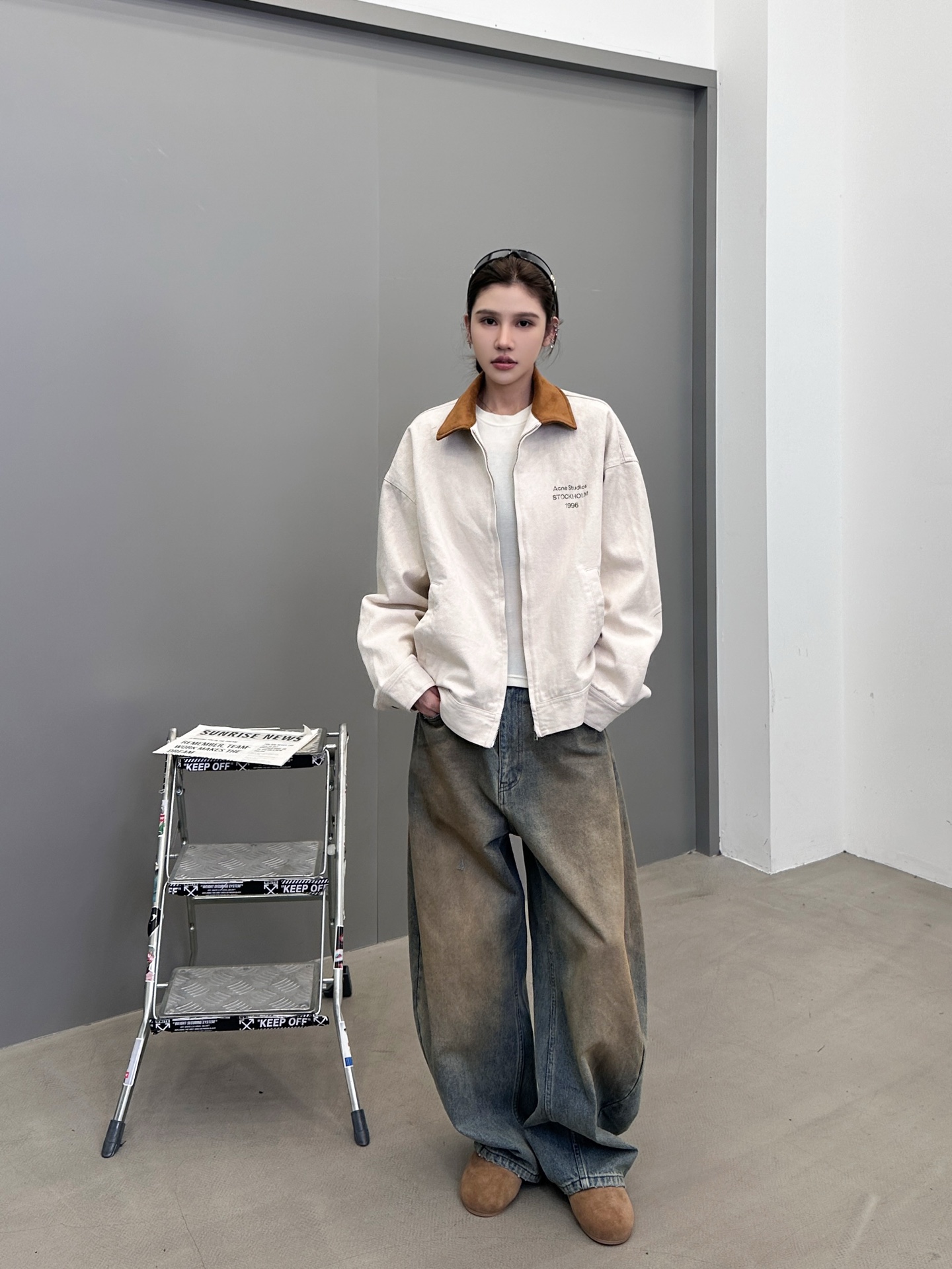 🆕Acne ｜ 新款休闲夹克，成衣洗水喷色印花工艺，经典高密全棉卡其布面料，休闲时尚，尺码sml