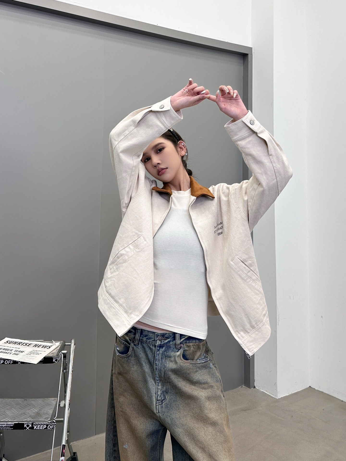 🆕Acne ｜ 新款休闲夹克，成衣洗水喷色印花工艺，经典高密全棉卡其布面料，休闲时尚，尺码sml