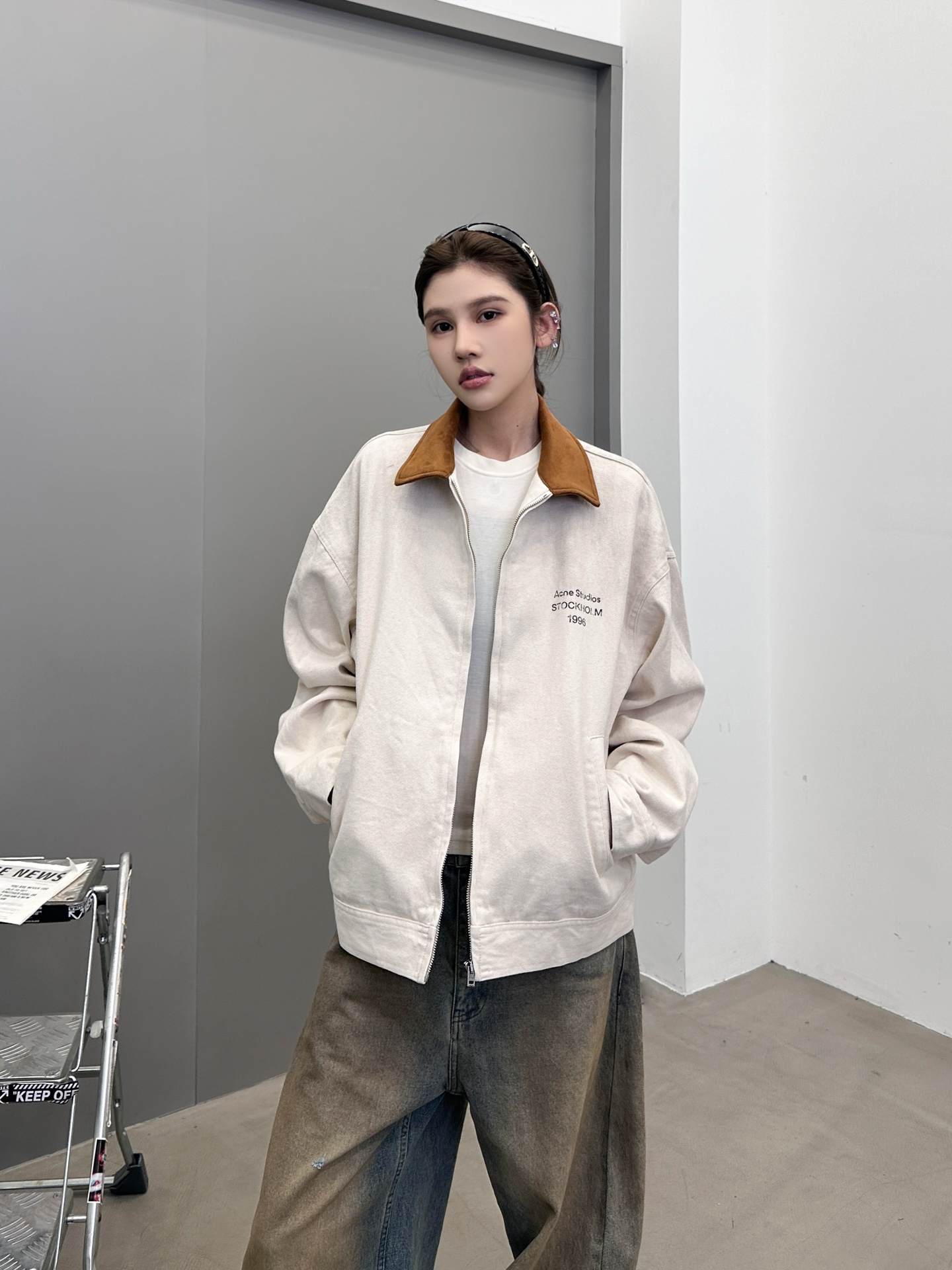 🆕Acne ｜ 新款休闲夹克，成衣洗水喷色印花工艺，经典高密全棉卡其布面料，休闲时尚，尺码sml