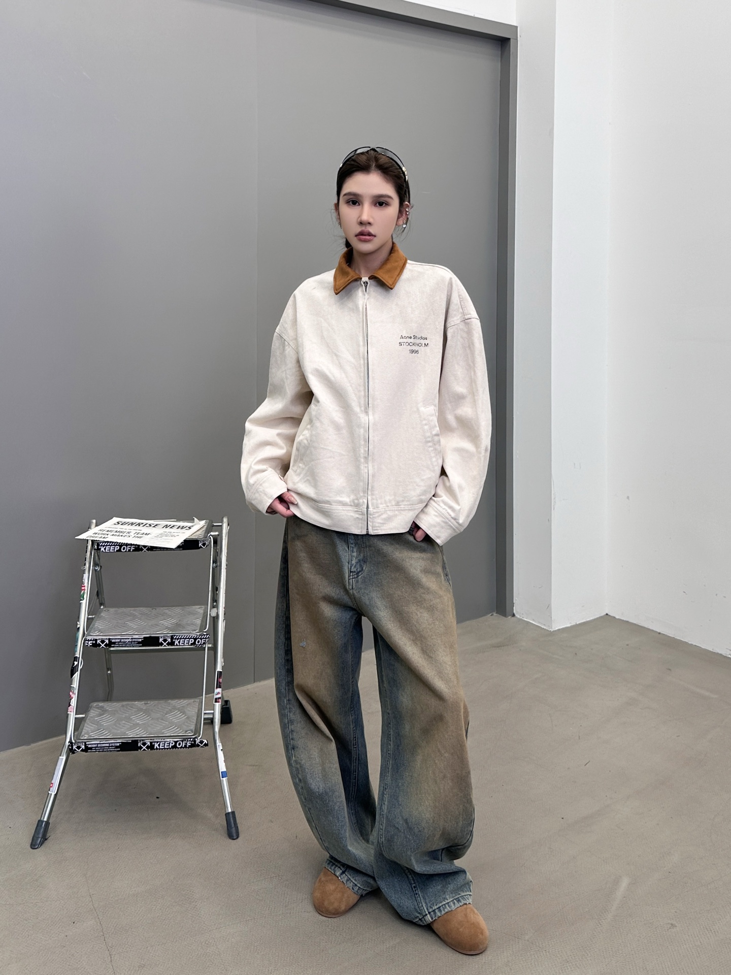 🆕Acne ｜ 新款休闲夹克，成衣洗水喷色印花工艺，经典高密全棉卡其布面料，休闲时尚，尺码sml