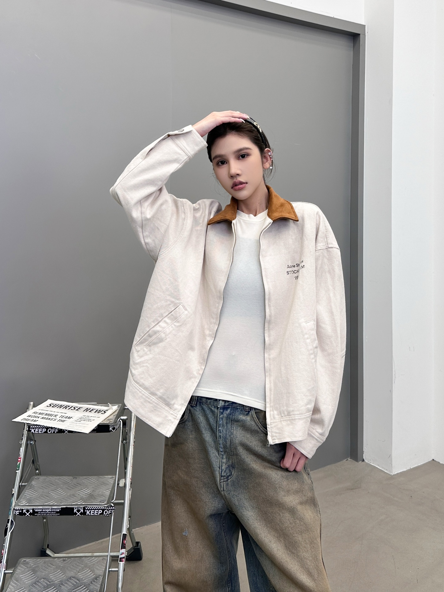 🆕Acne ｜ 新款休闲夹克，成衣洗水喷色印花工艺，经典高密全棉卡其布面料，休闲时尚，尺码sml