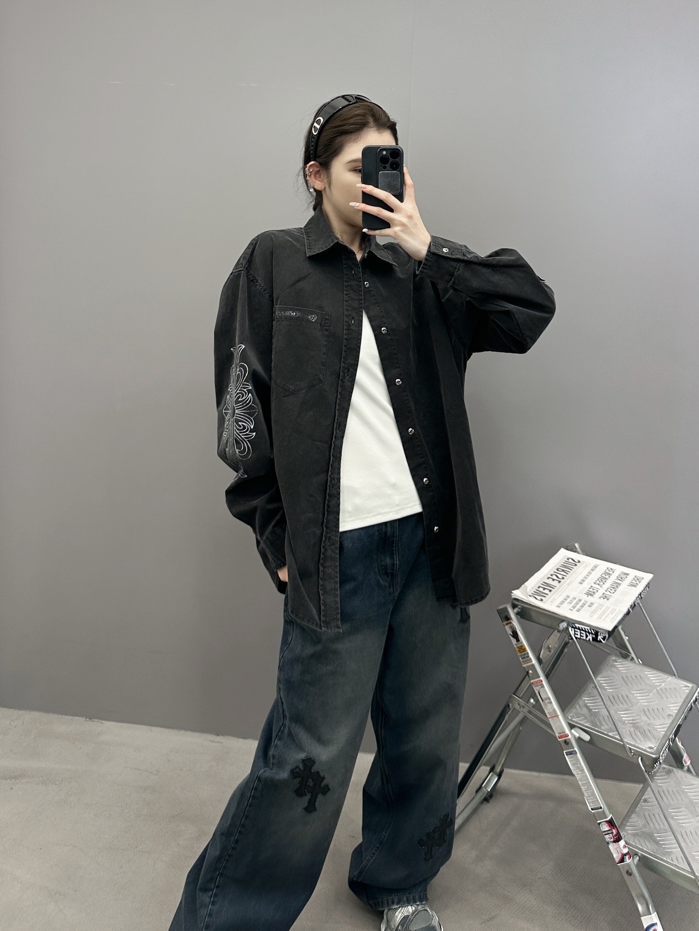 🆕克罗心 ｜ 新款衬衣，成衣洗水炒色加5处印花工艺，100%棉，男女同款，尺码sml