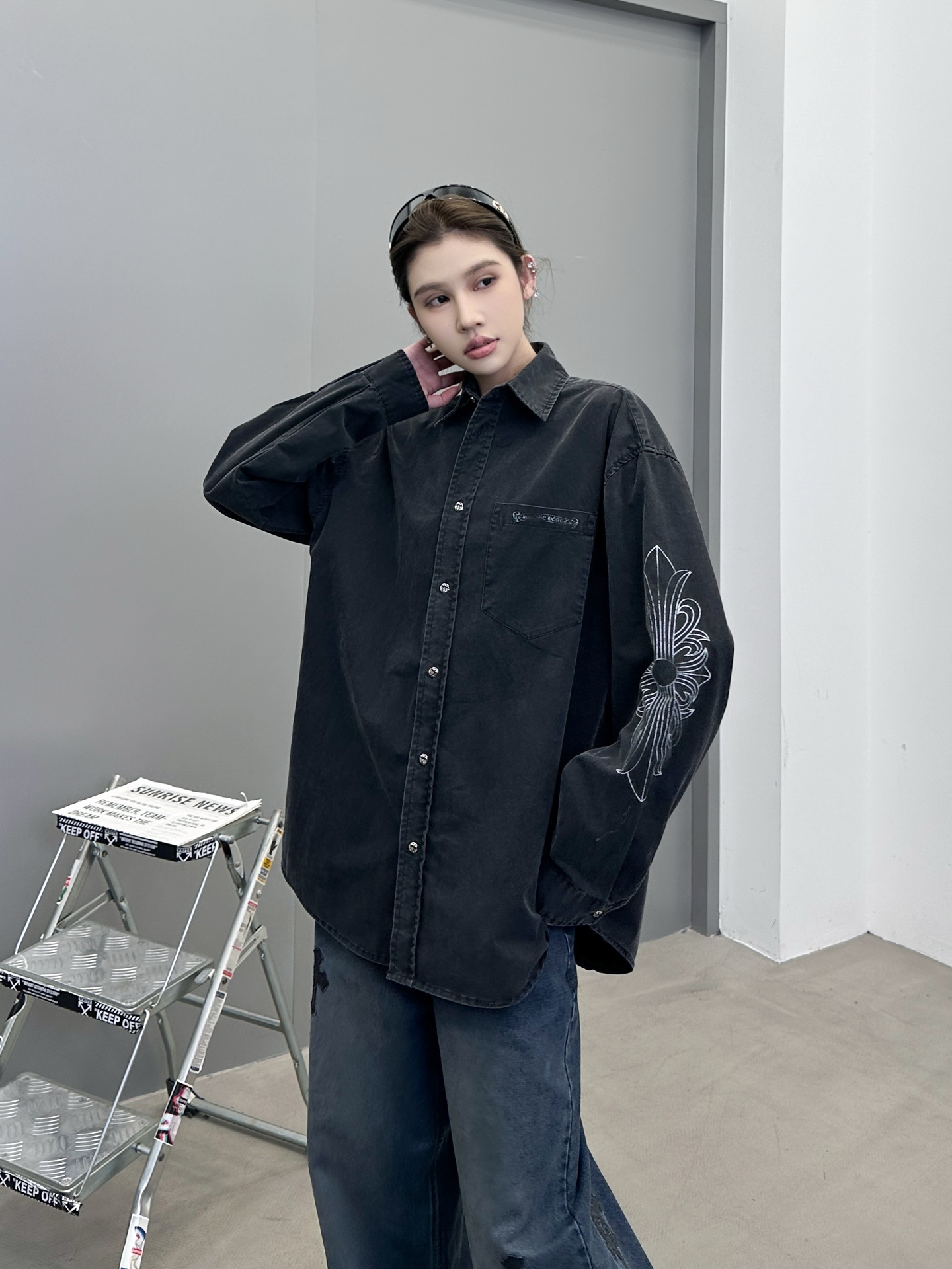 🆕克罗心 ｜ 新款衬衣，成衣洗水炒色加5处印花工艺，100%棉，男女同款，尺码sml