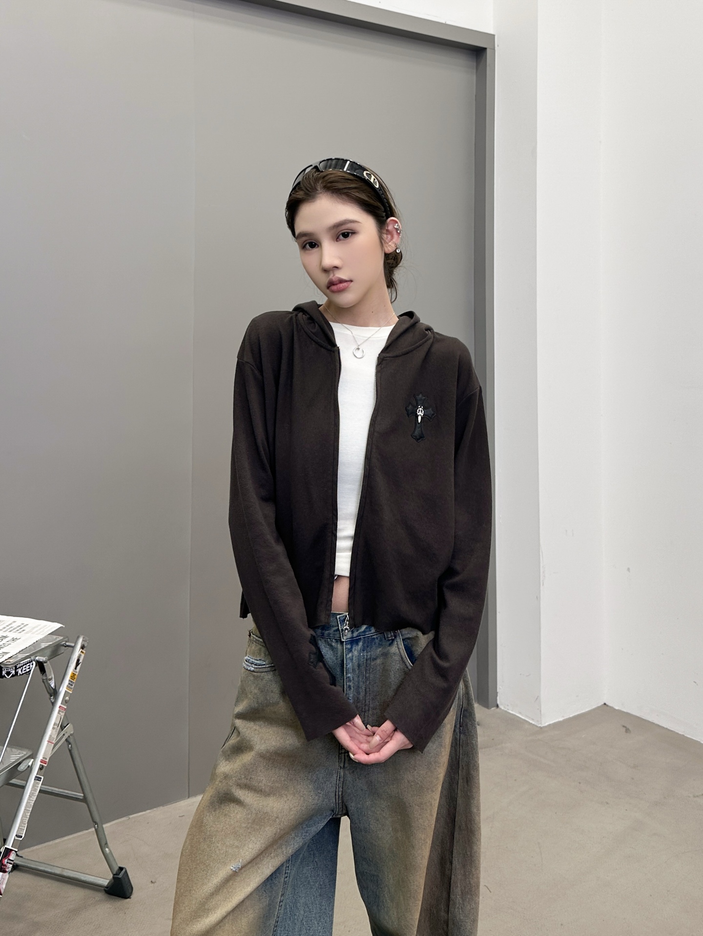 🆕克罗心 ｜ 新款开衫卫衣，成衣洗水喷色工艺加手工刺绣十字标，尺码sml