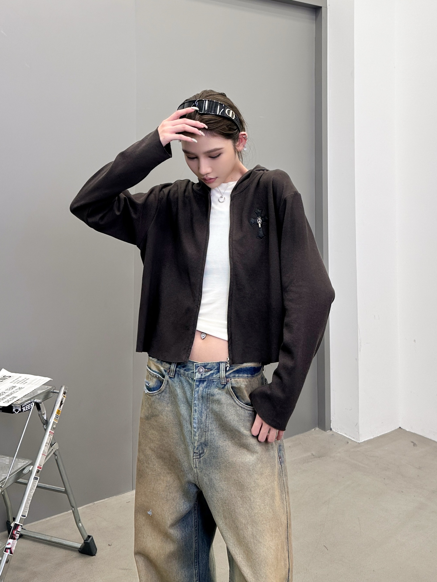 🆕克罗心 ｜ 新款开衫卫衣，成衣洗水喷色工艺加手工刺绣十字标，尺码sml