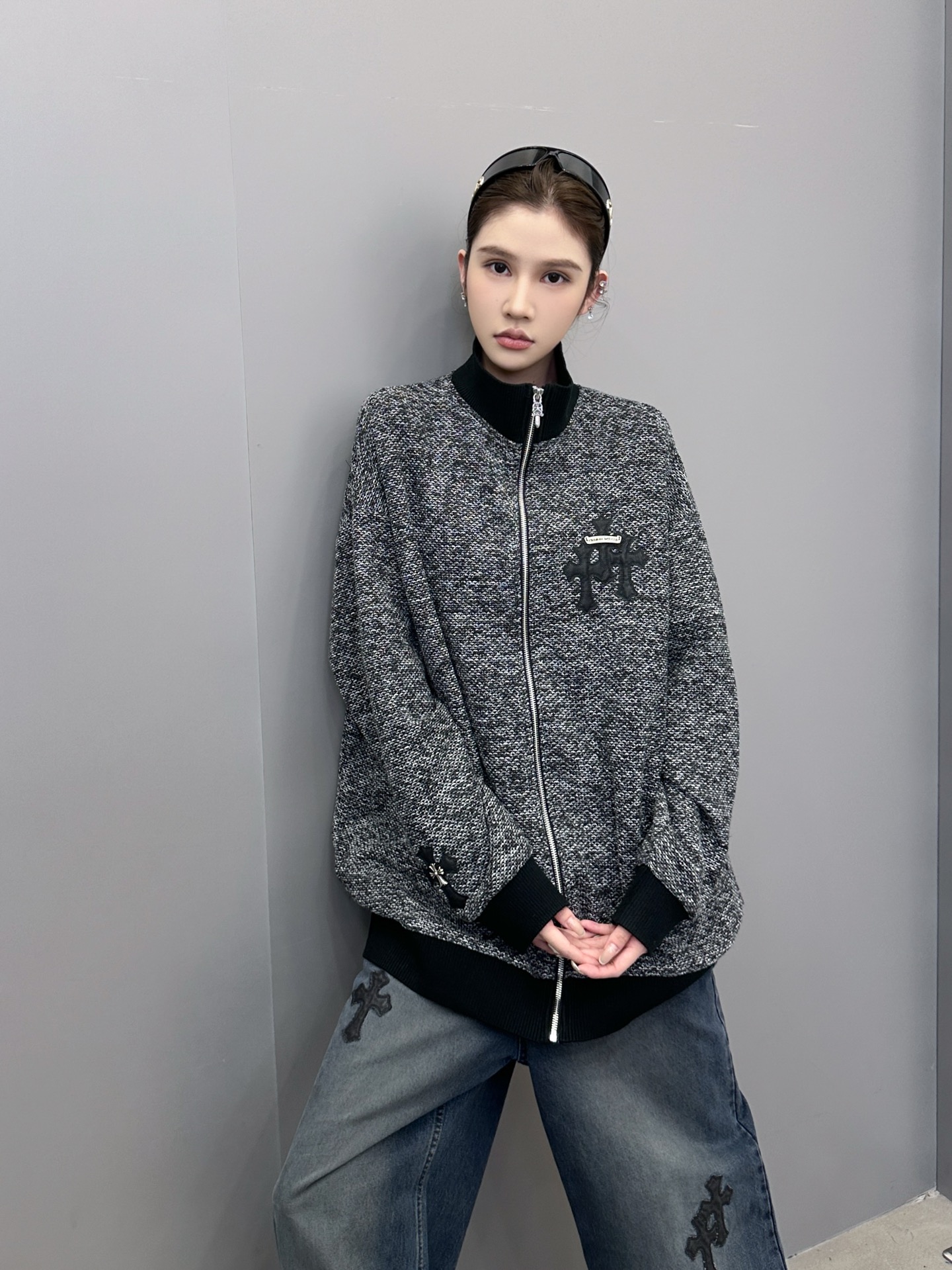 🆕克罗心 ｜ 新款开衫，经典手工刺绣金属十字标，混纺休闲面料，男女同款，尺码sml